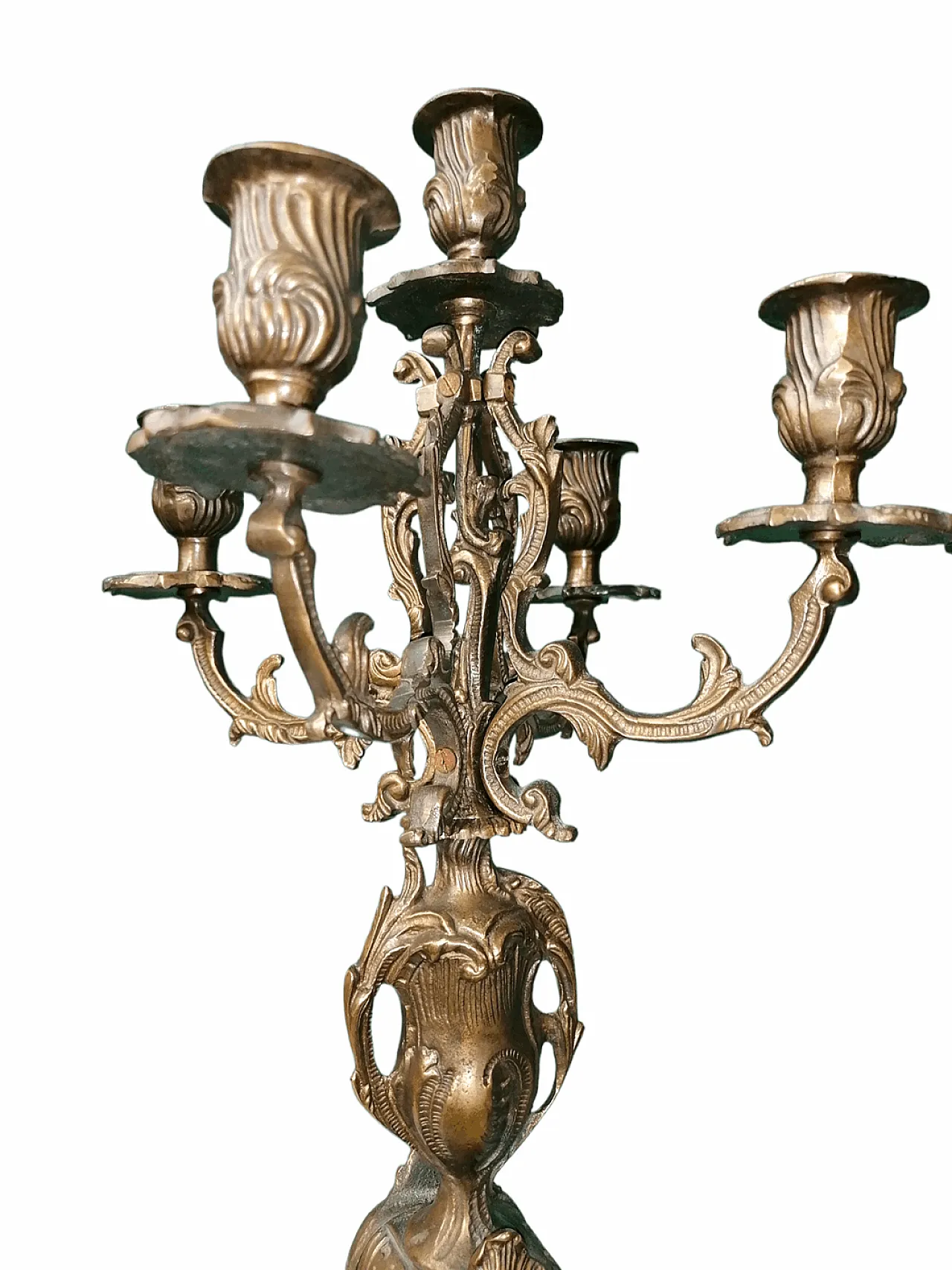Coppia Candelabri a Bronzo Cesellati a Cinque Candele, anni '20 6