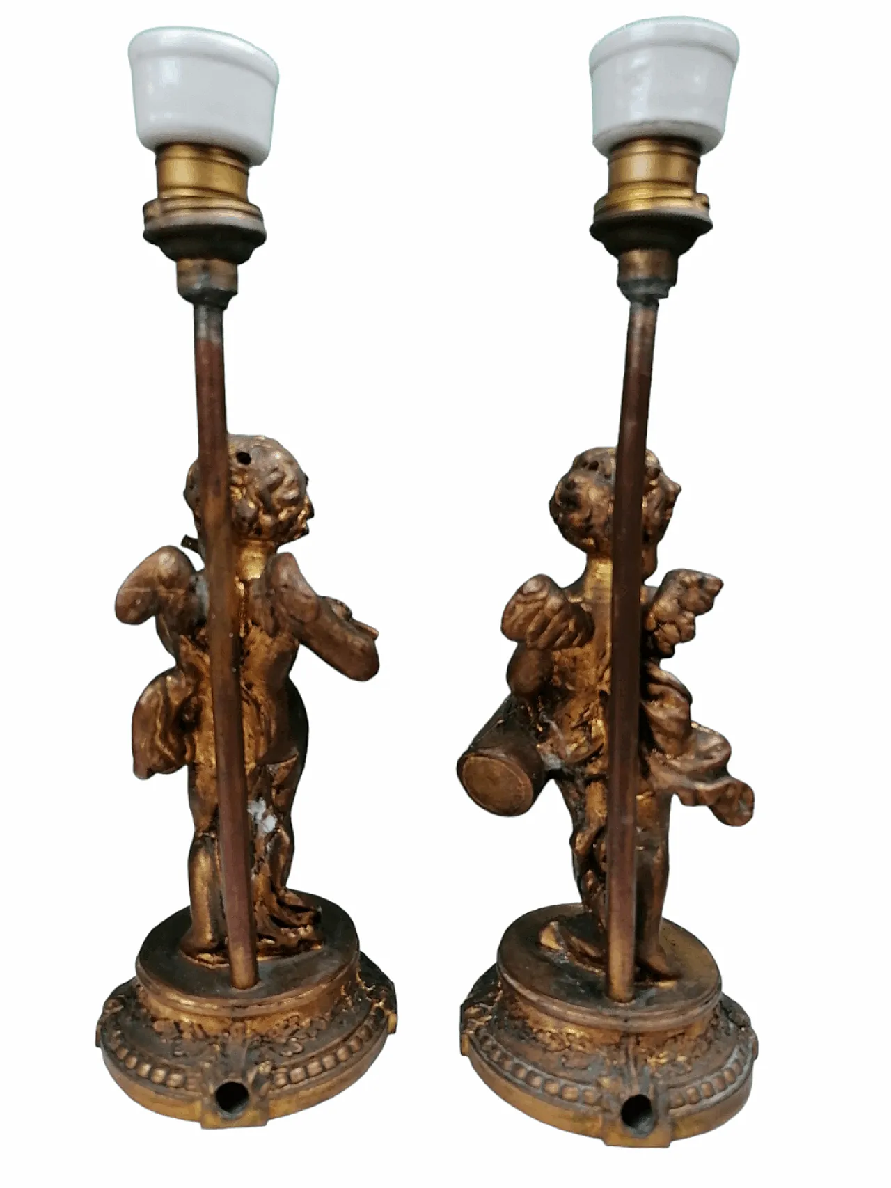 Coppia di Lampade Amorini a Bronzo, anni '20 3
