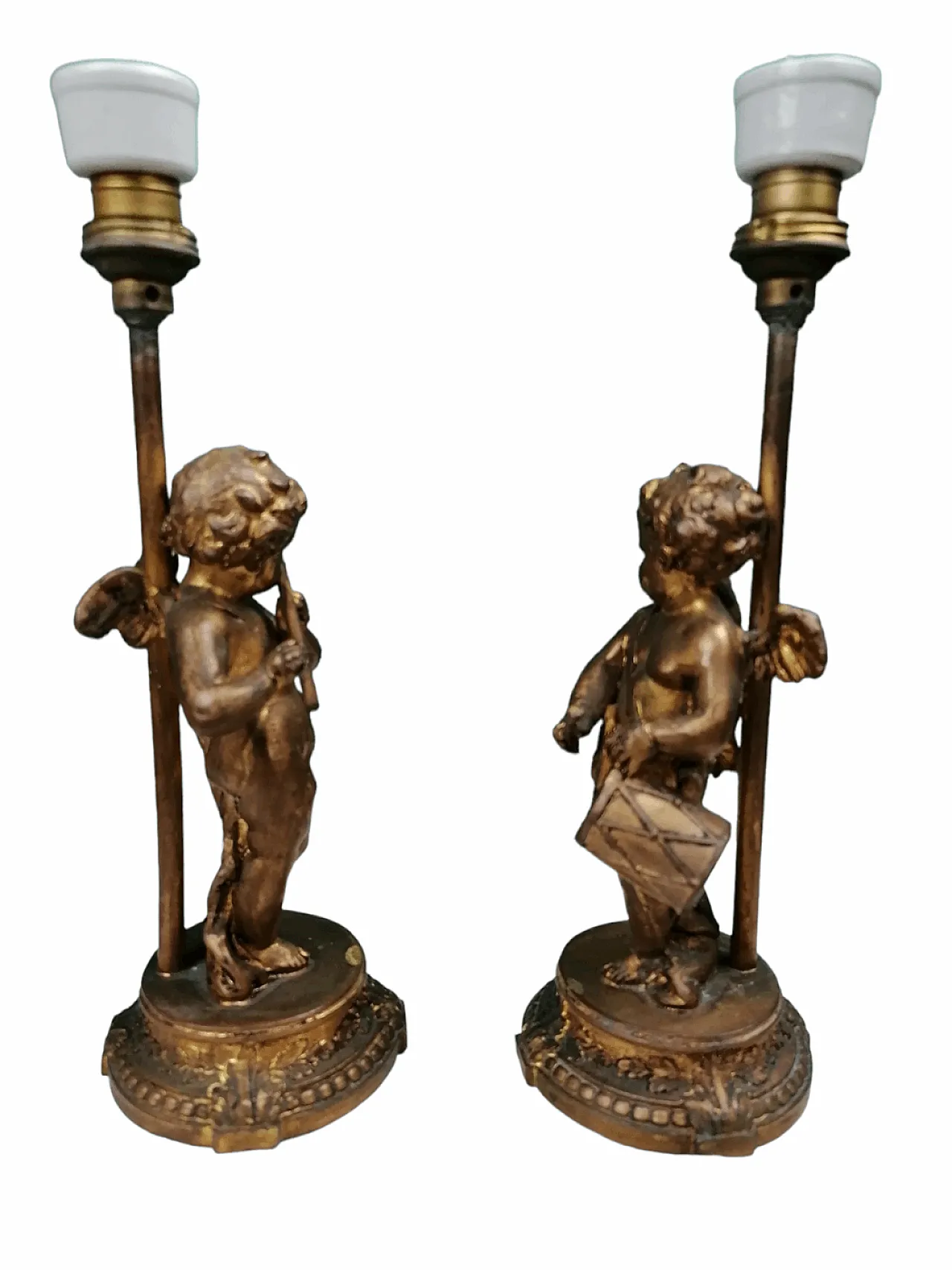 Coppia di Lampade Amorini a Bronzo, anni '20 4