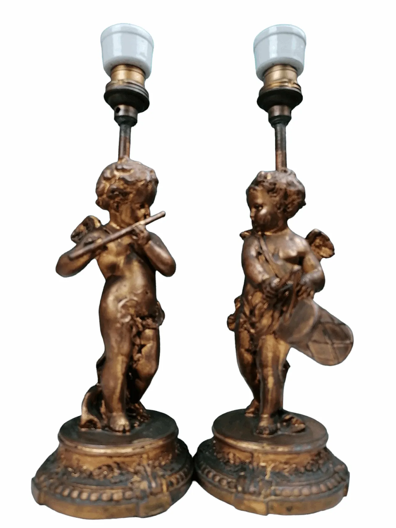 Coppia di Lampade Amorini a Bronzo, anni '20 5