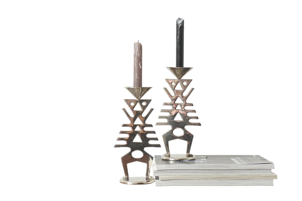 Pair of modernist candlesticks, late 20th century 7