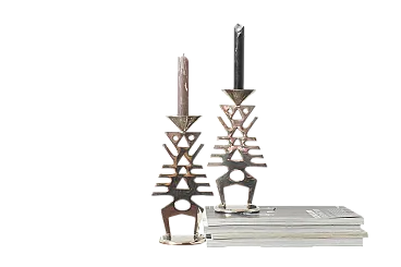 Pair of modernist candlesticks, late 20th century