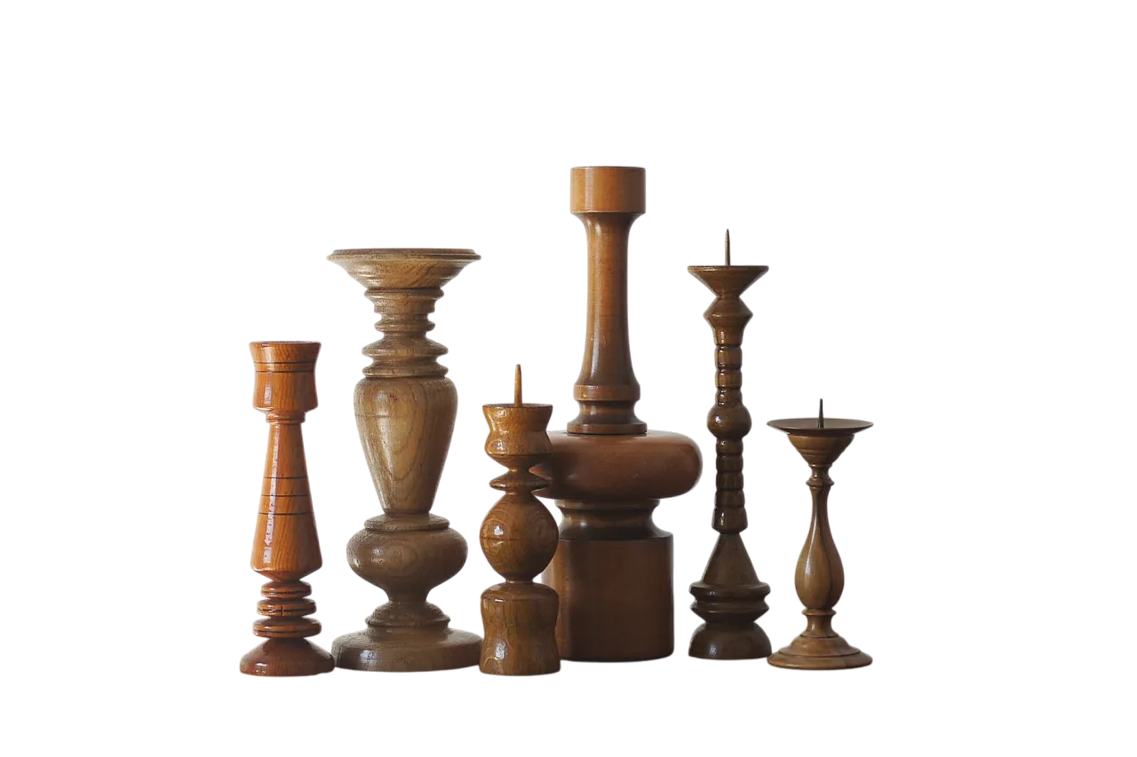 6 Portacandele scandinavi in legno, fine '900 4