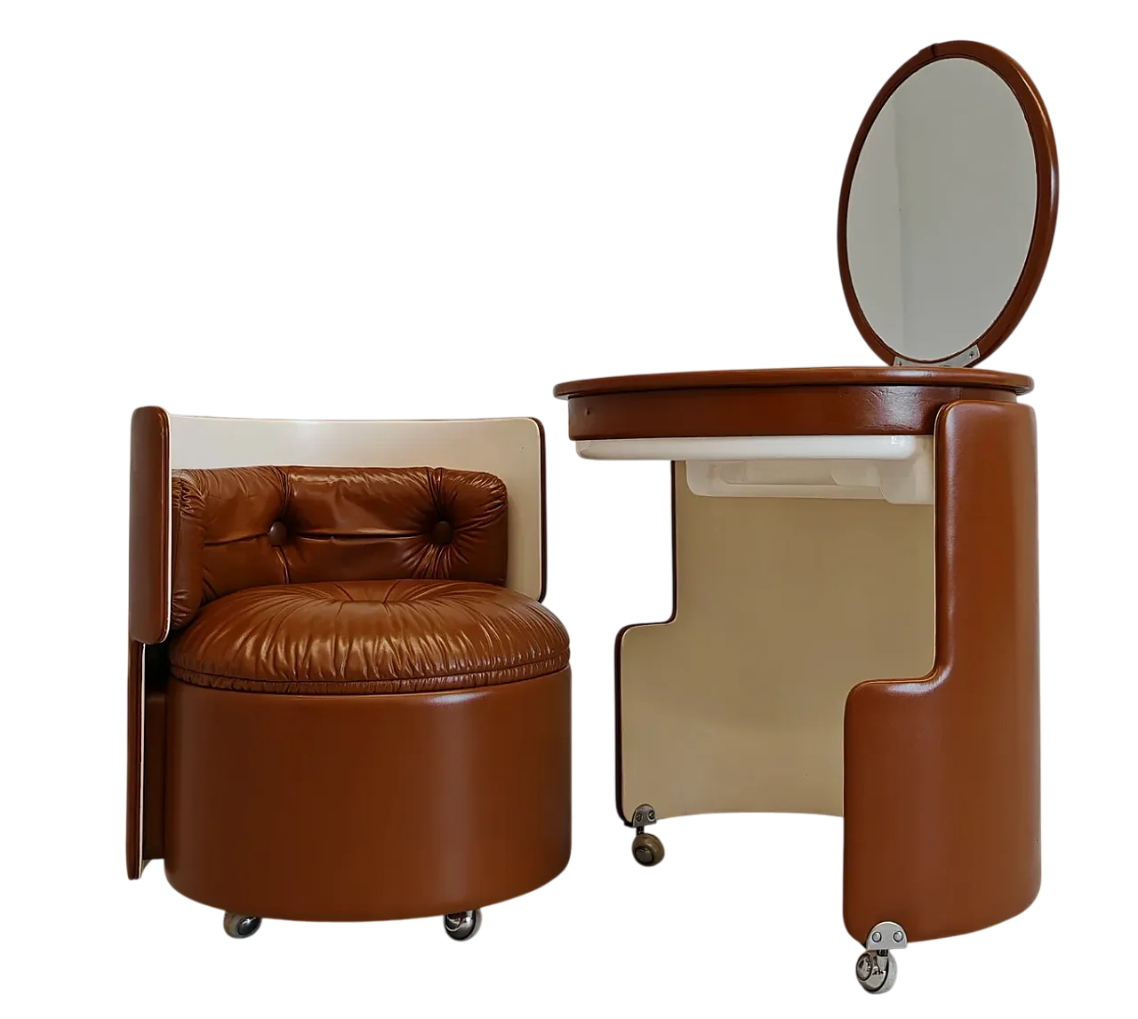 Dilly Dally leather vanity by Luigi Massoni for Poltrona Frau, 1970s 17