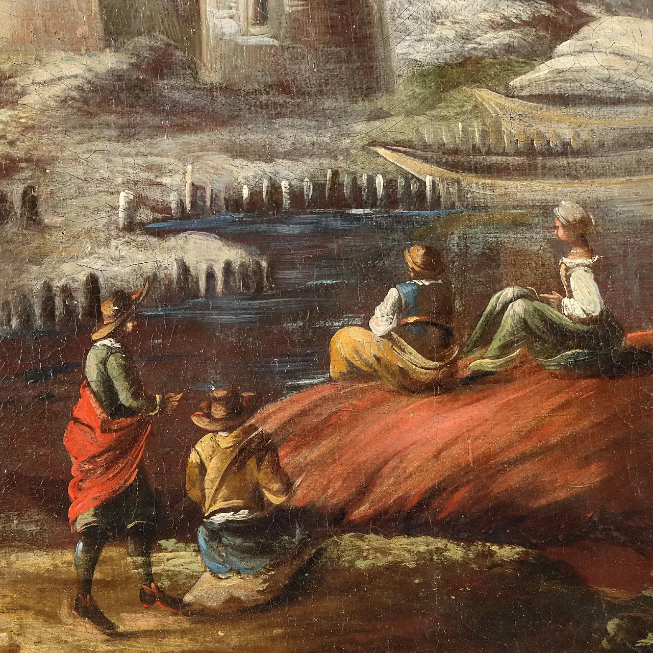 Landscape with Buildings, oil on canvas, 18th century 4