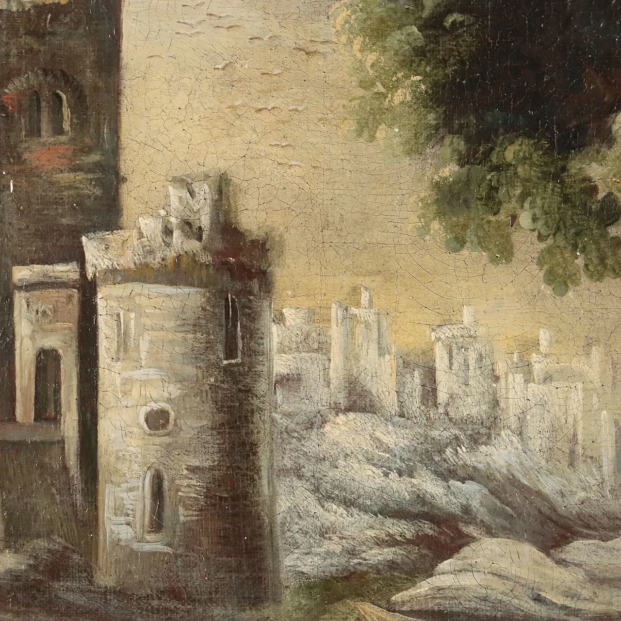 Landscape with Buildings, oil on canvas, 18th century 7