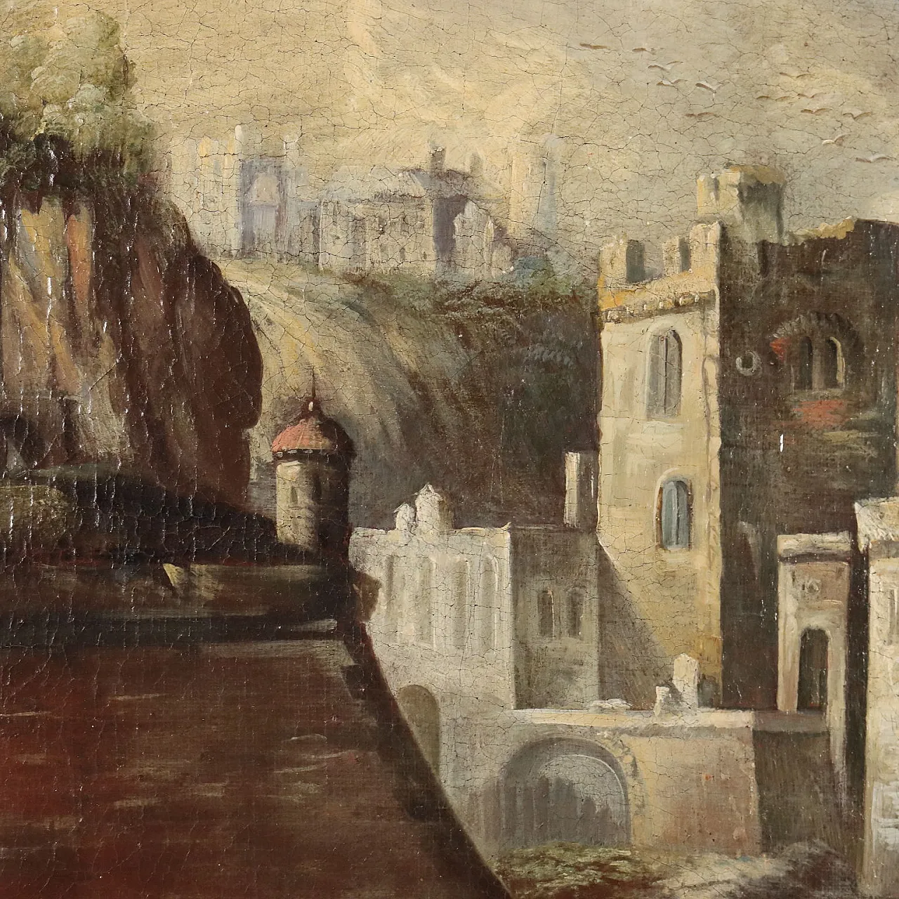 Landscape with Buildings, oil on canvas, 18th century 8