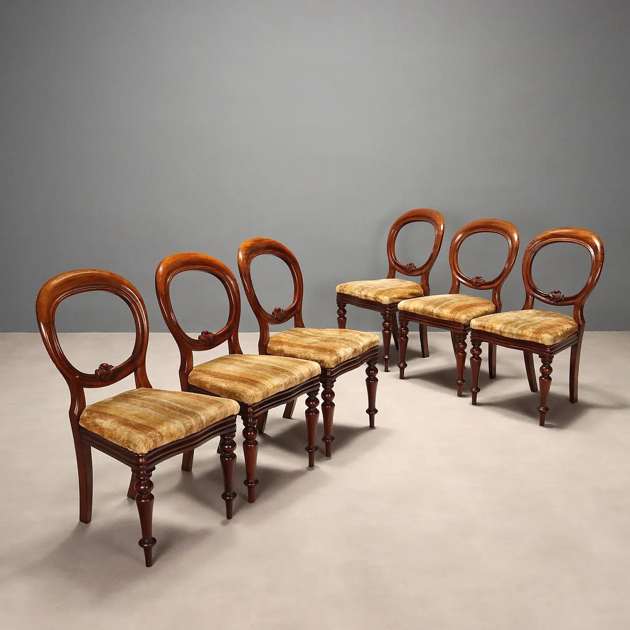 1903509 6 Chairs Louis Philippe in mahogany and fabric, 19th century | intOndo