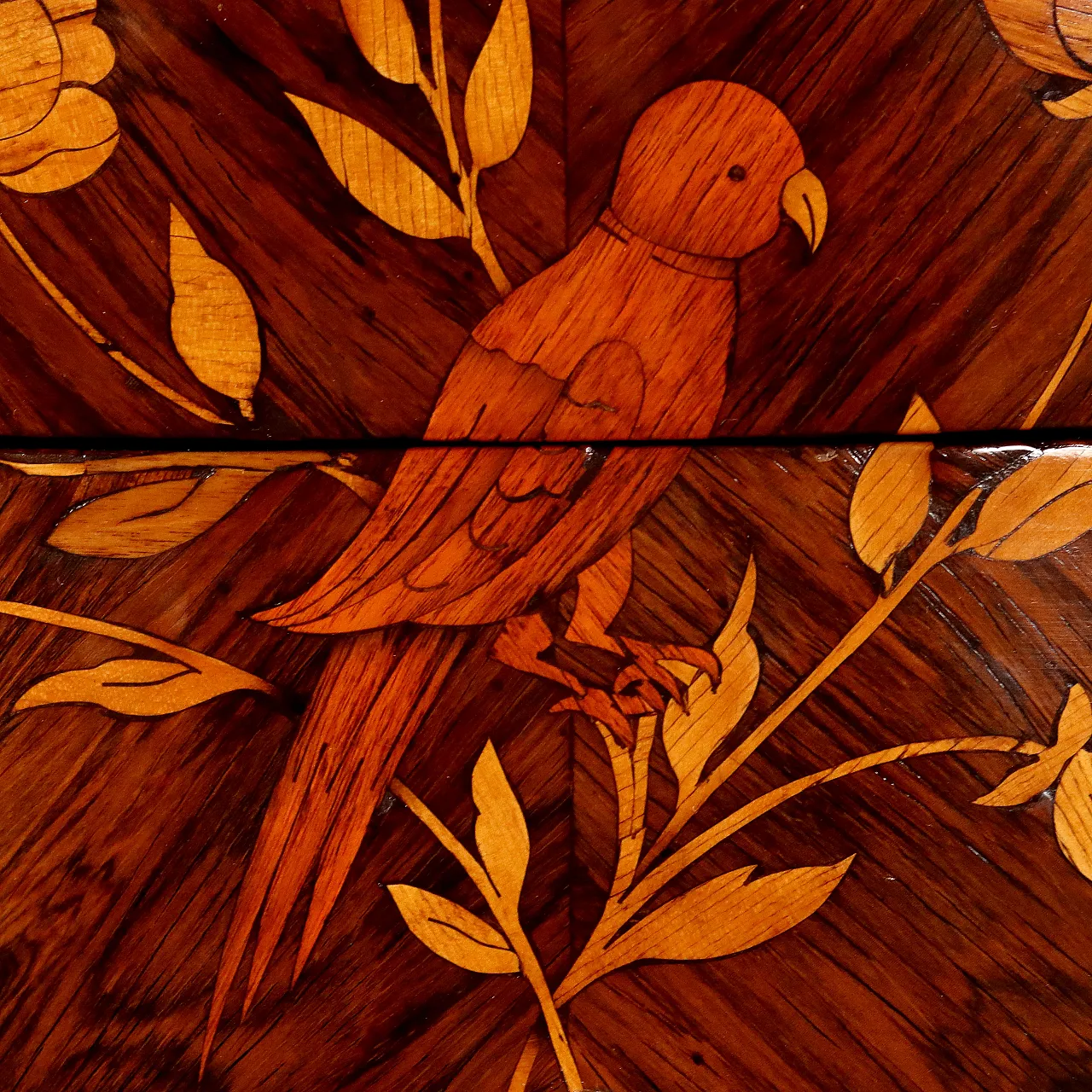 Rococo rosewood dresser with bronze and red marble elements, 18th century 8