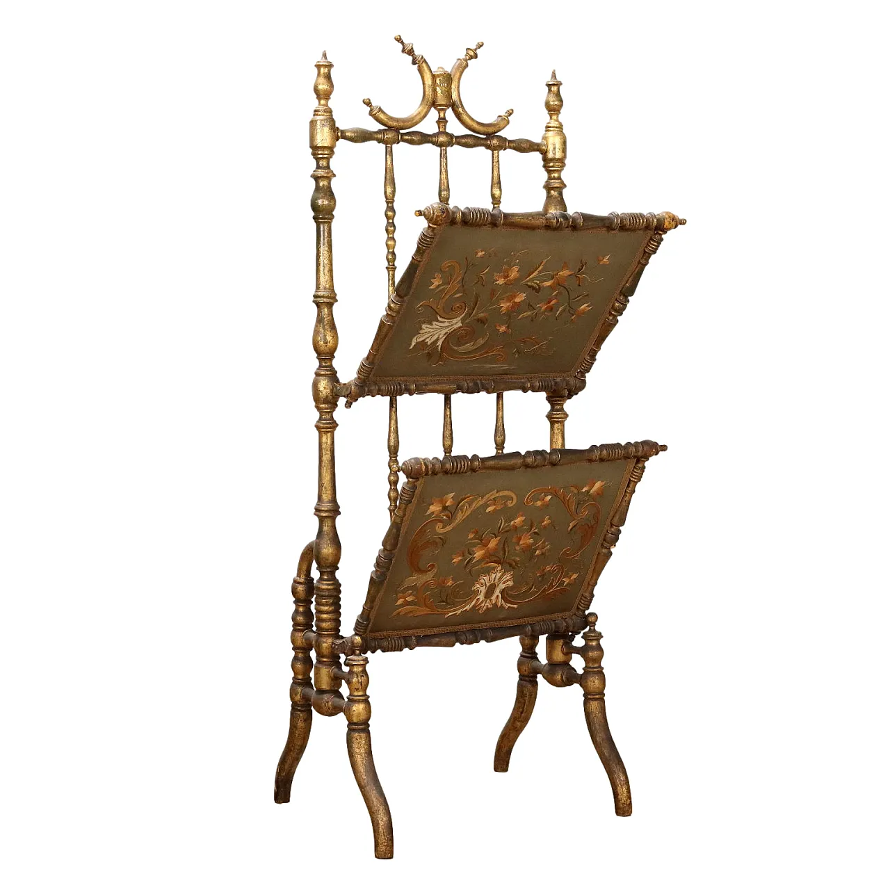 Portariviste in legno dorato e seta ricamata, '800 1