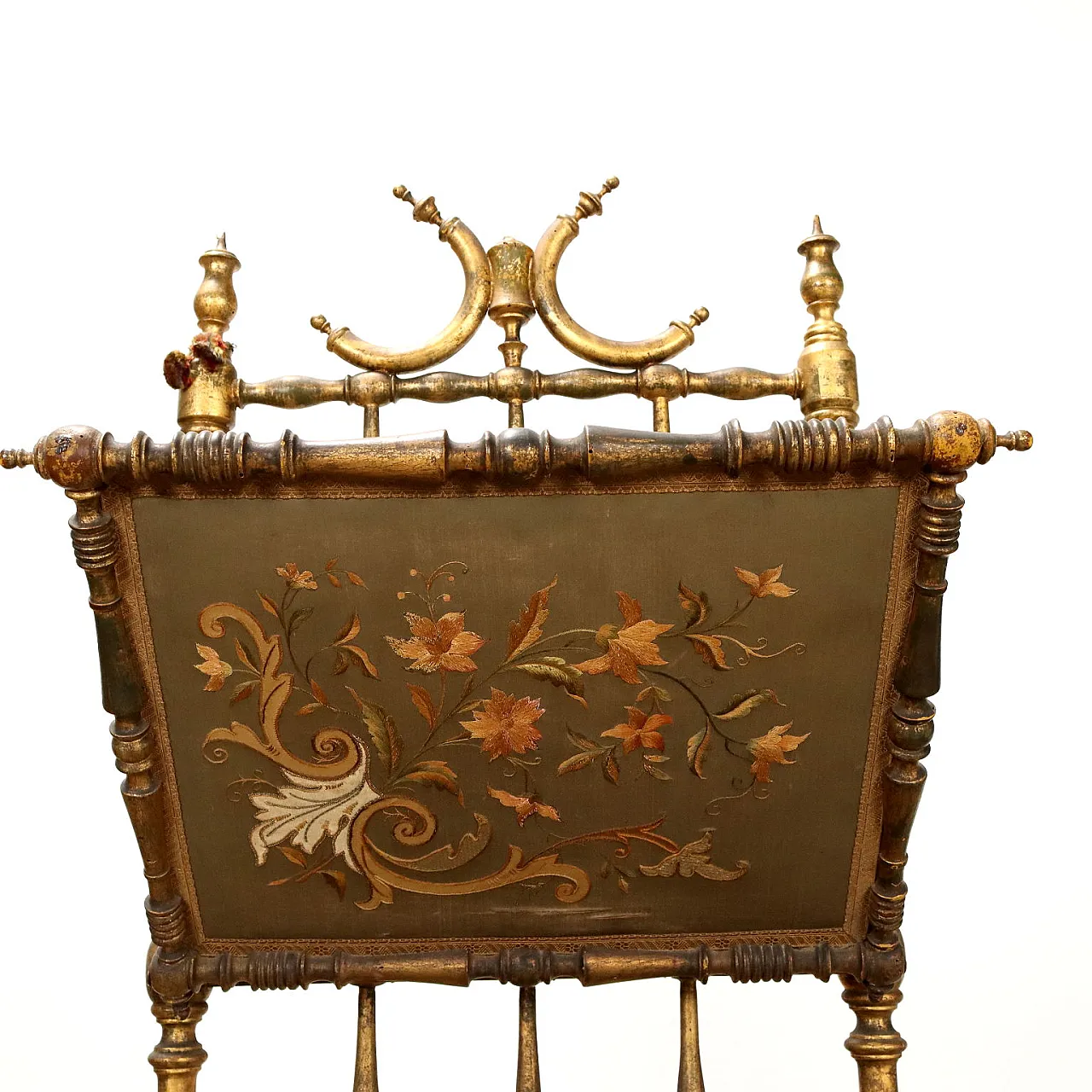 Portariviste in legno dorato e seta ricamata, '800 3