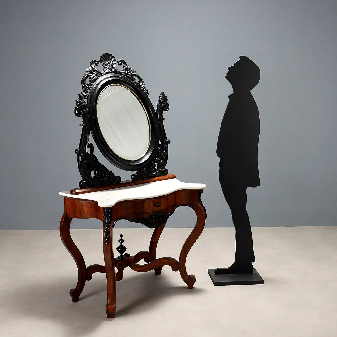 Console with mirror Bois de Rose veneer Louis Philippe, 19th century 3