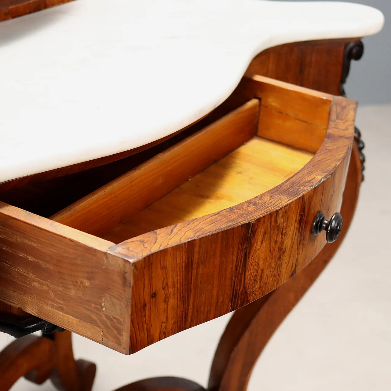 Console with mirror Bois de Rose veneer Louis Philippe, 19th century 4