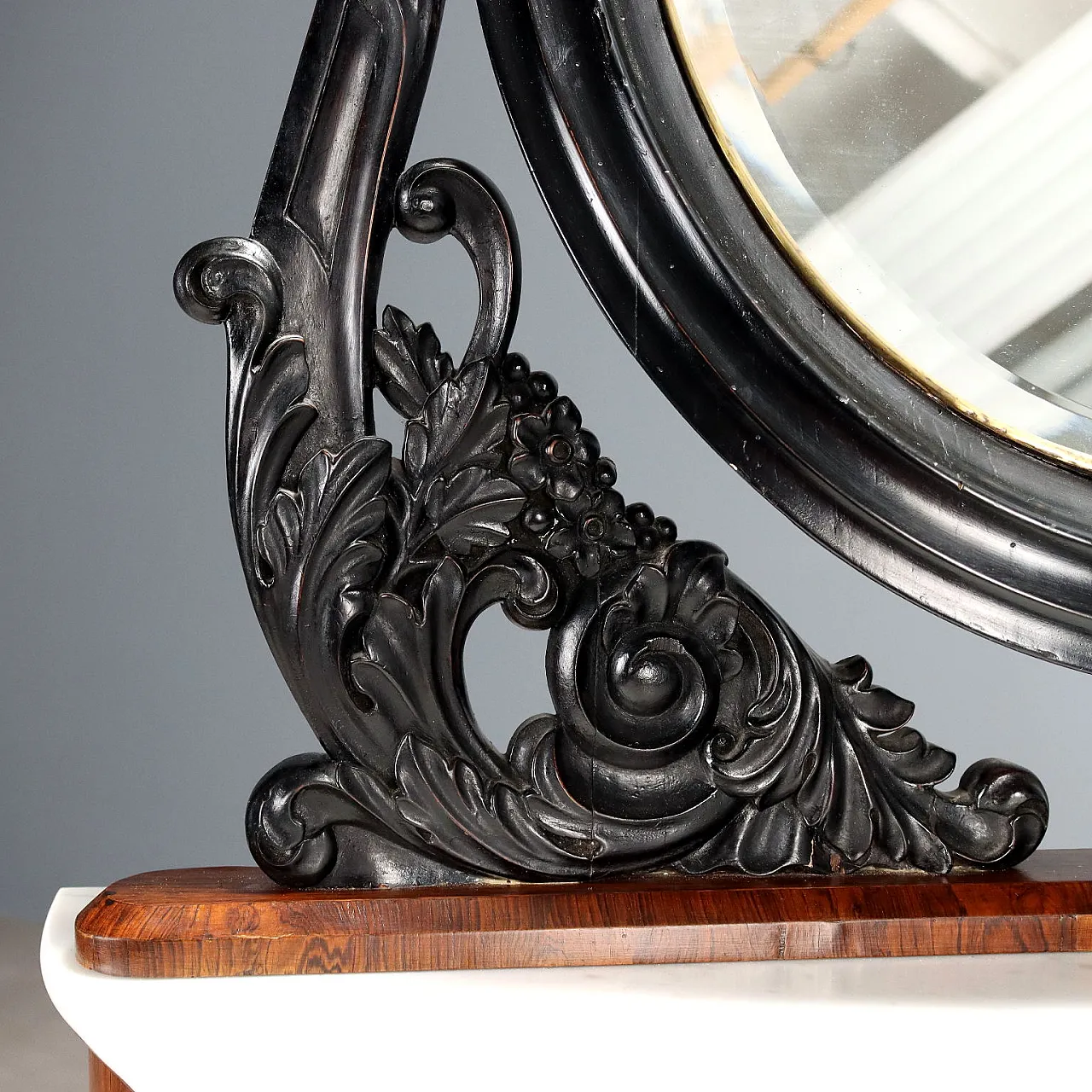 Console with mirror Bois de Rose veneer Louis Philippe, 19th century 10