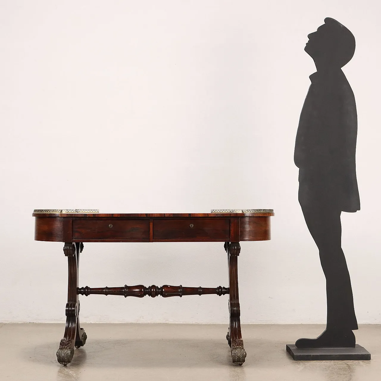 Exotic wood writing desk with drawers, 19th century 2