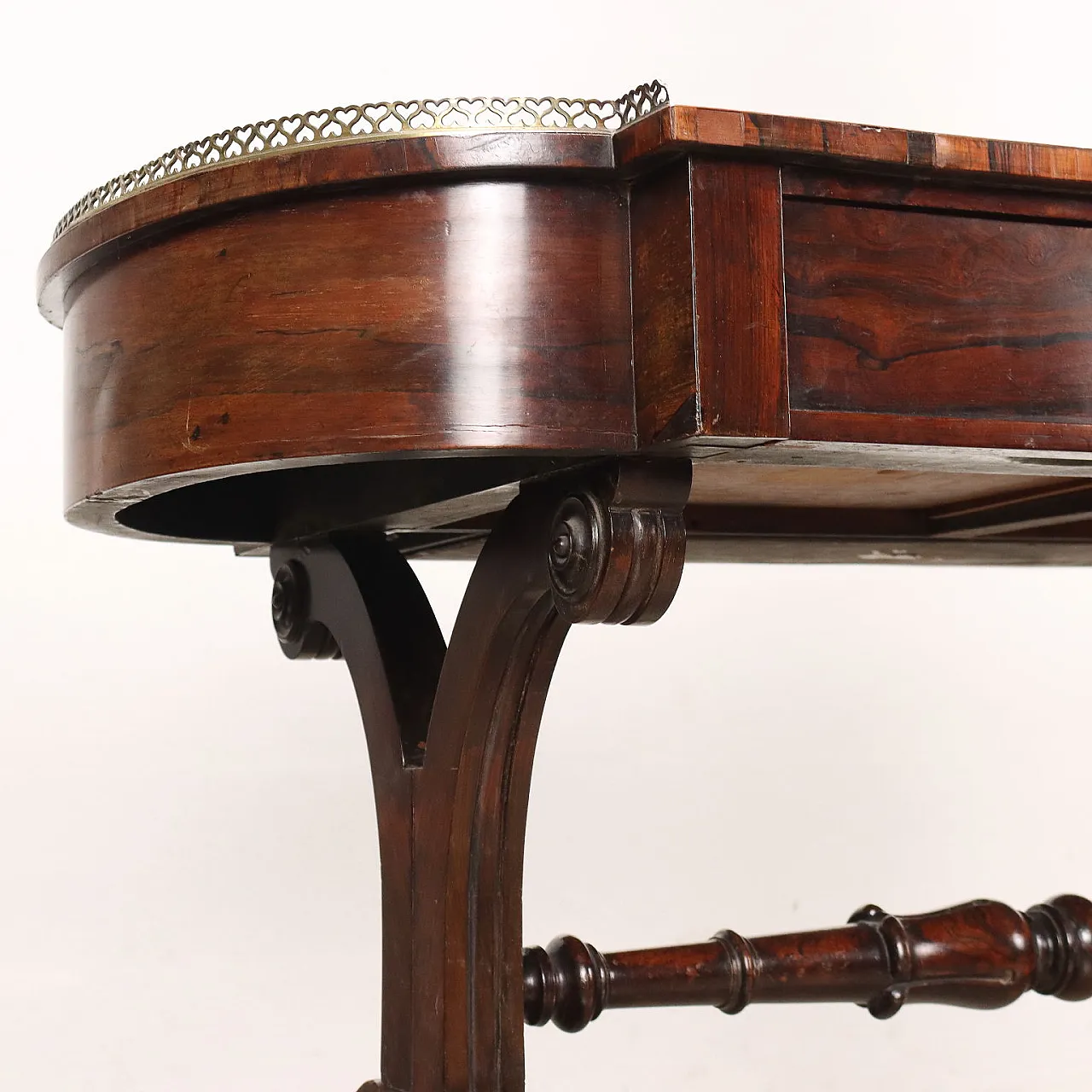 Exotic wood writing desk with drawers, 19th century 6