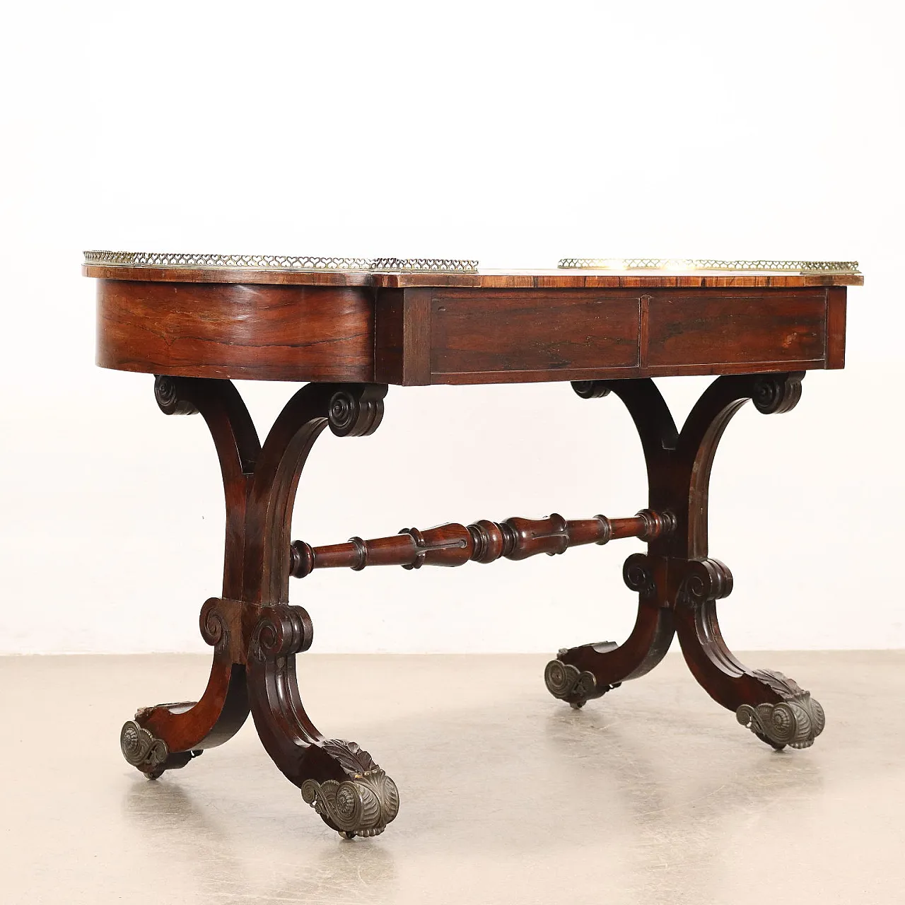 Exotic wood writing desk with drawers, 19th century 10