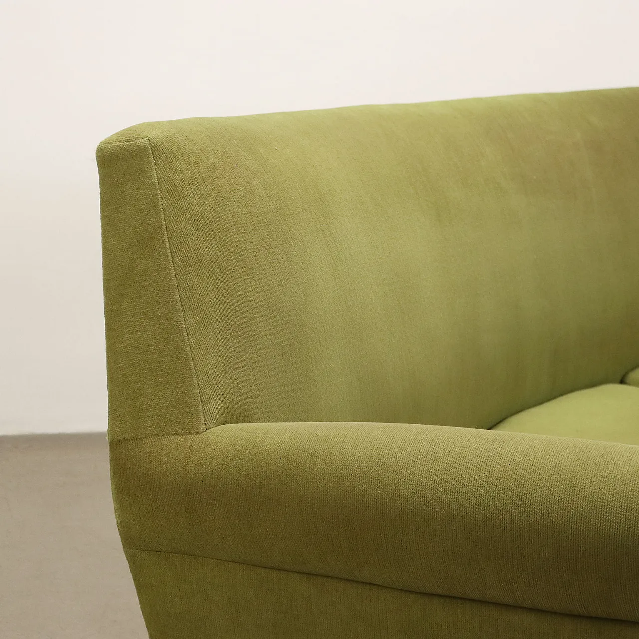 Divano 3 posti in ottone e tessuto, metà '900 6