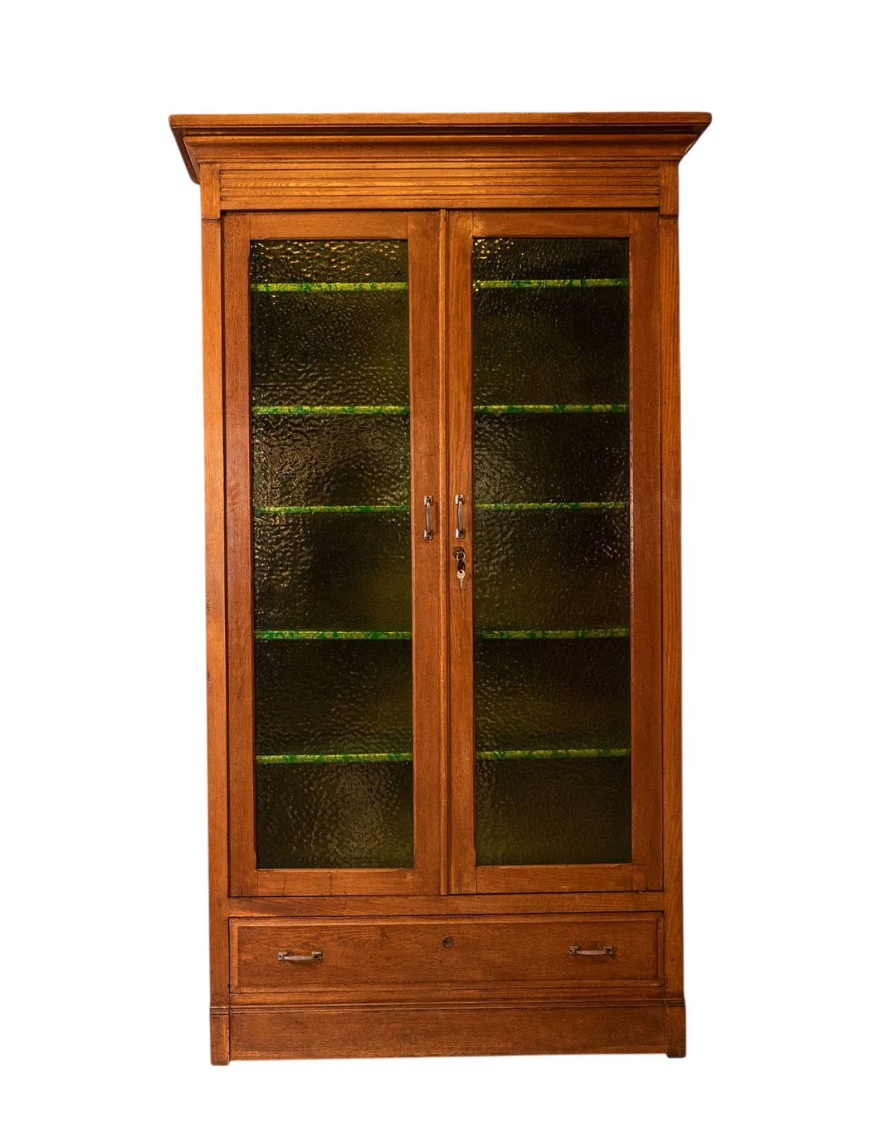 Cristalliera in legno massello con vetri lavorati, primi '900 7