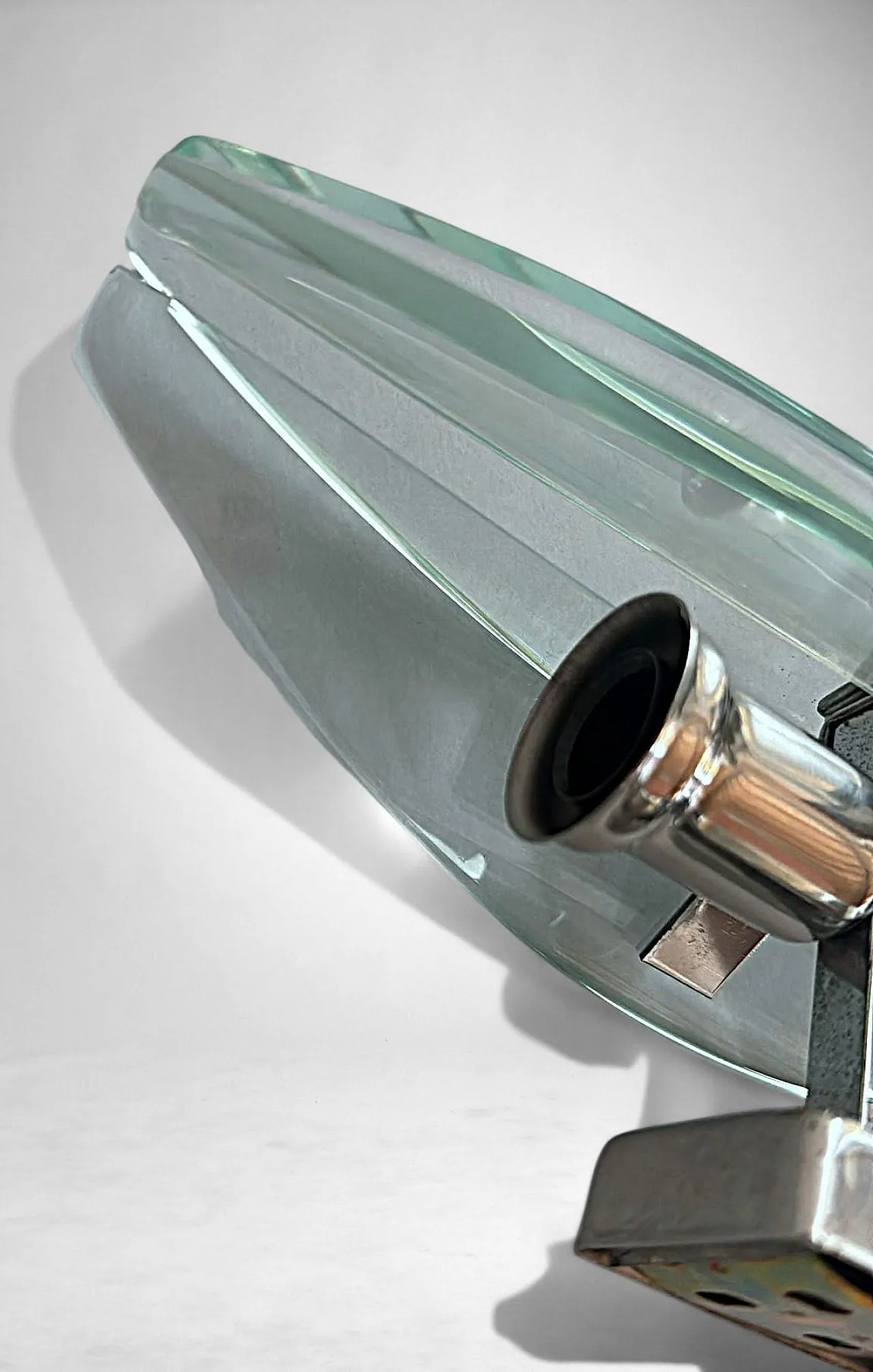 Coppia di applique in metallo e cristallo temperato, anni '70 13