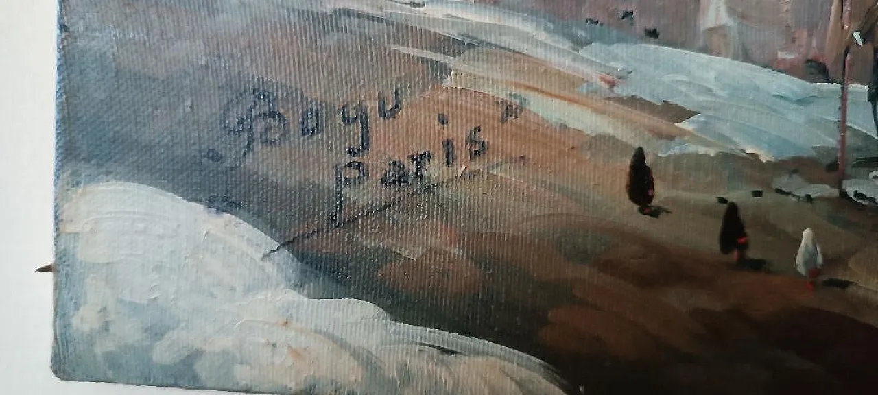 Landscape with village and characters, oil on canvas, 20th century 9