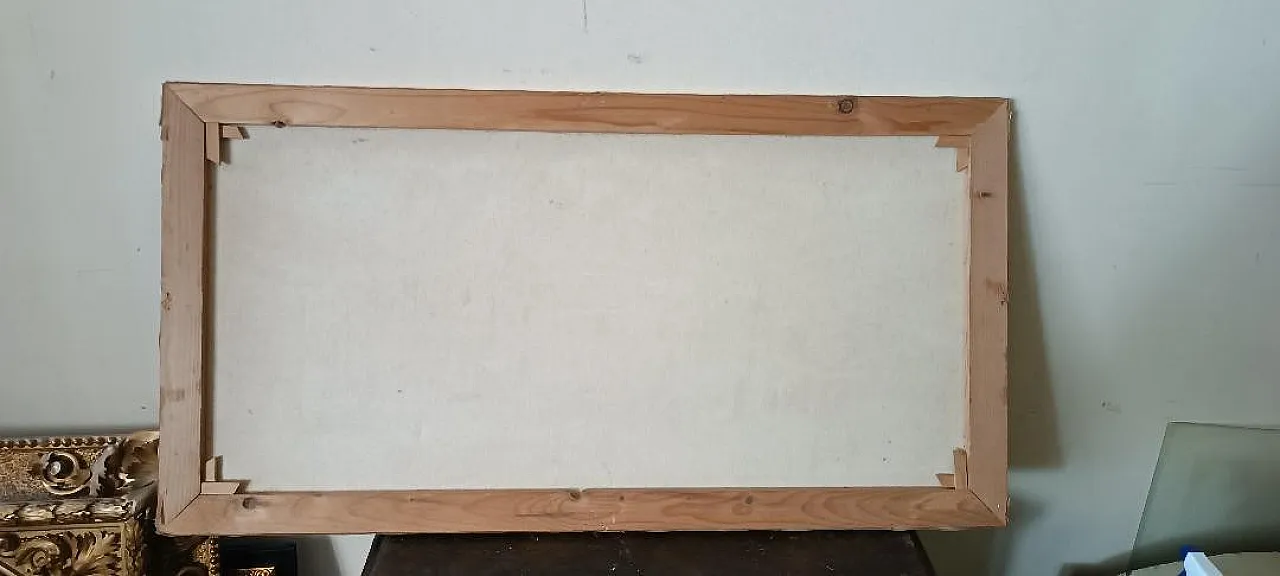 Landscape with village and characters, oil on canvas, 20th century 10