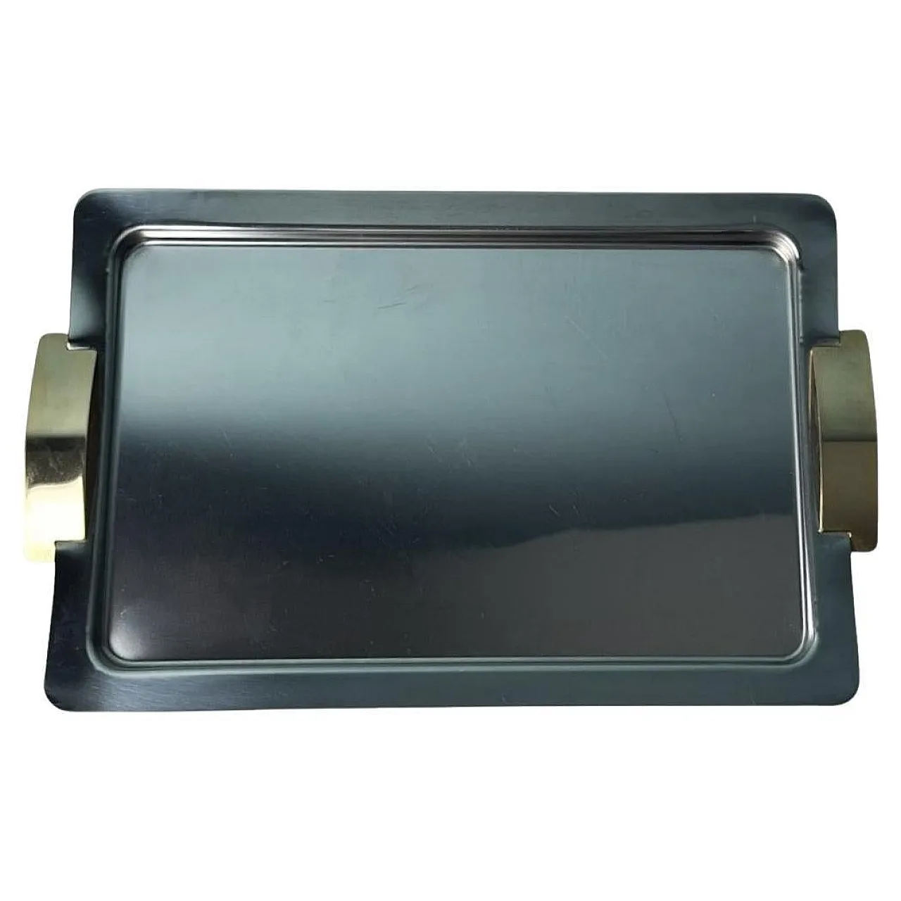 Vassoio in acciaio inox e ottone lucidato di Giugiaro, anni '70 1