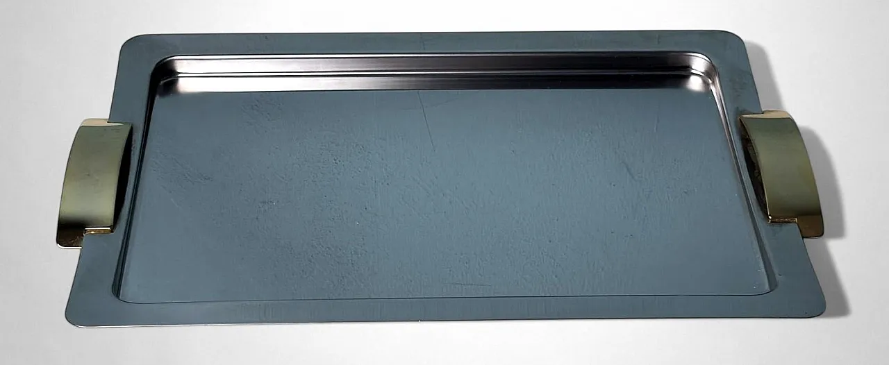 Vassoio in acciaio inox e ottone lucidato di Giugiaro, anni '70 4