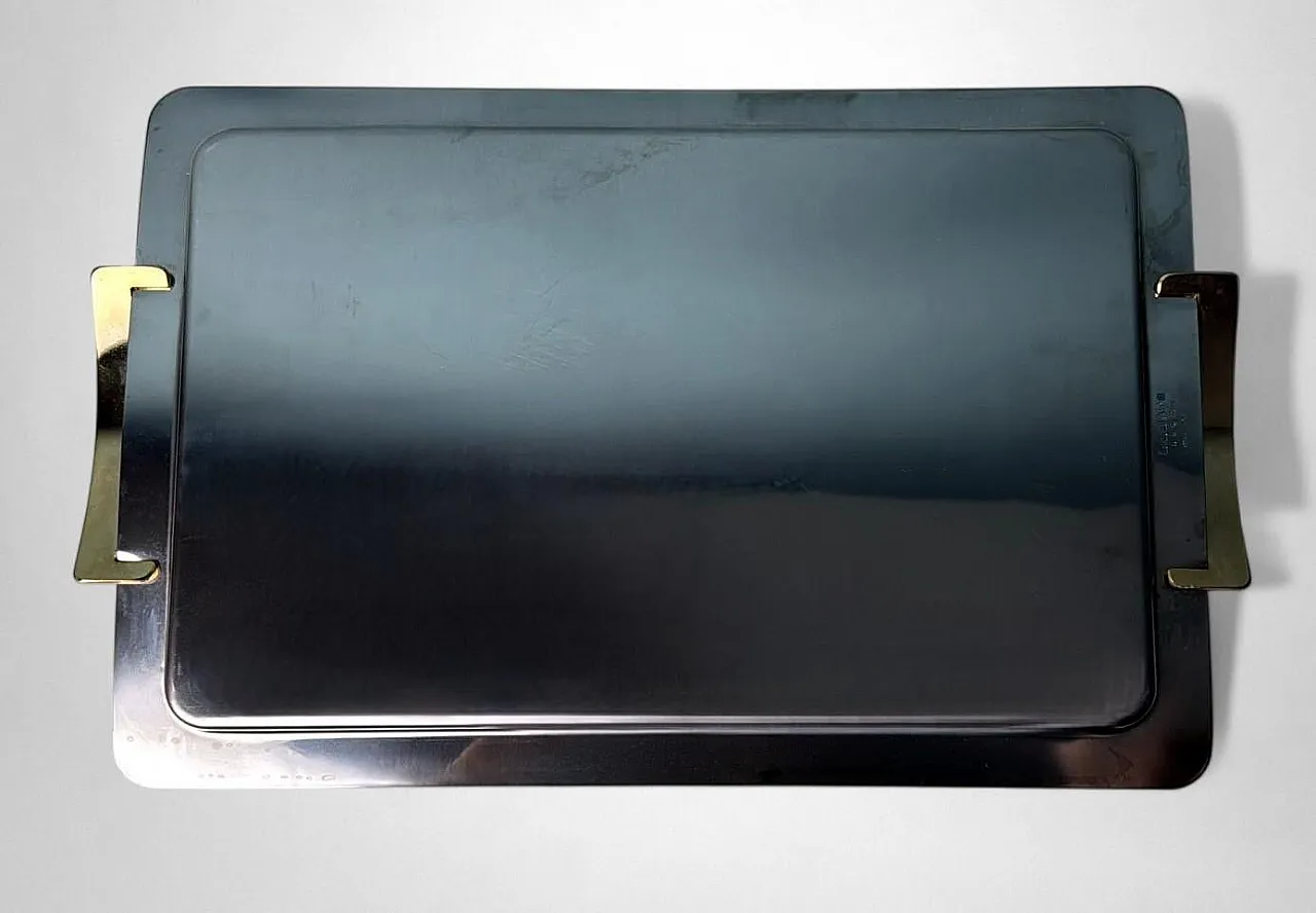 Vassoio in acciaio inox e ottone lucidato di Giugiaro, anni '70 5