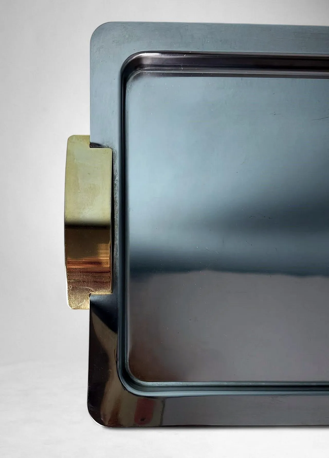 Vassoio in acciaio inox e ottone lucidato di Giugiaro, anni '70 10