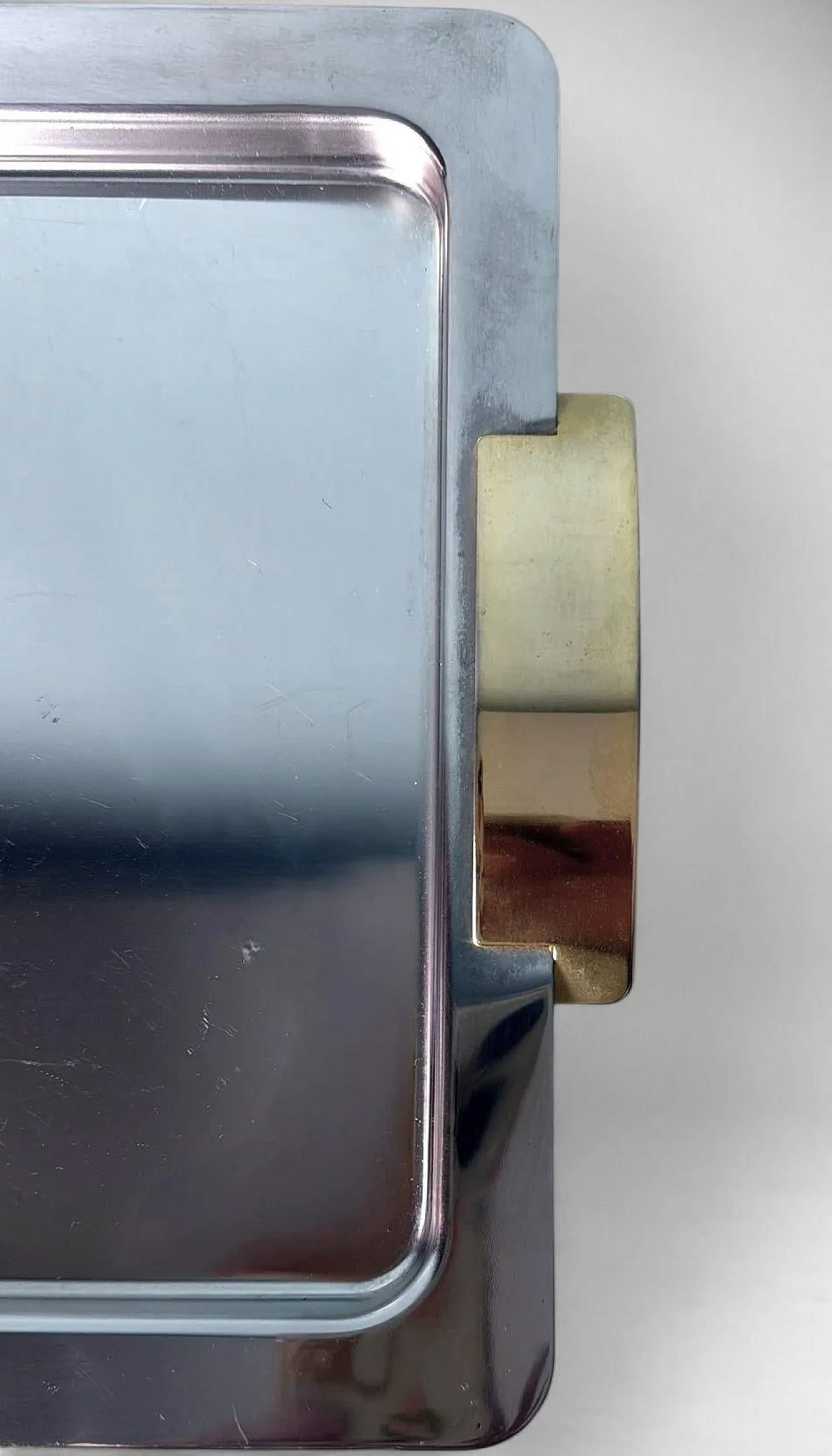 Vassoio in acciaio inox e ottone lucidato di Giugiaro, anni '70 13