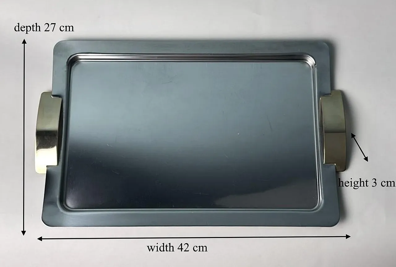 Vassoio in acciaio inox e ottone lucidato di Giugiaro, anni '70 20