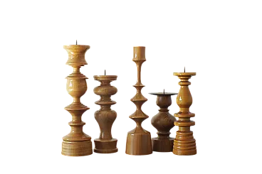 5 Scandinavian wooden candleholders, late 20th century