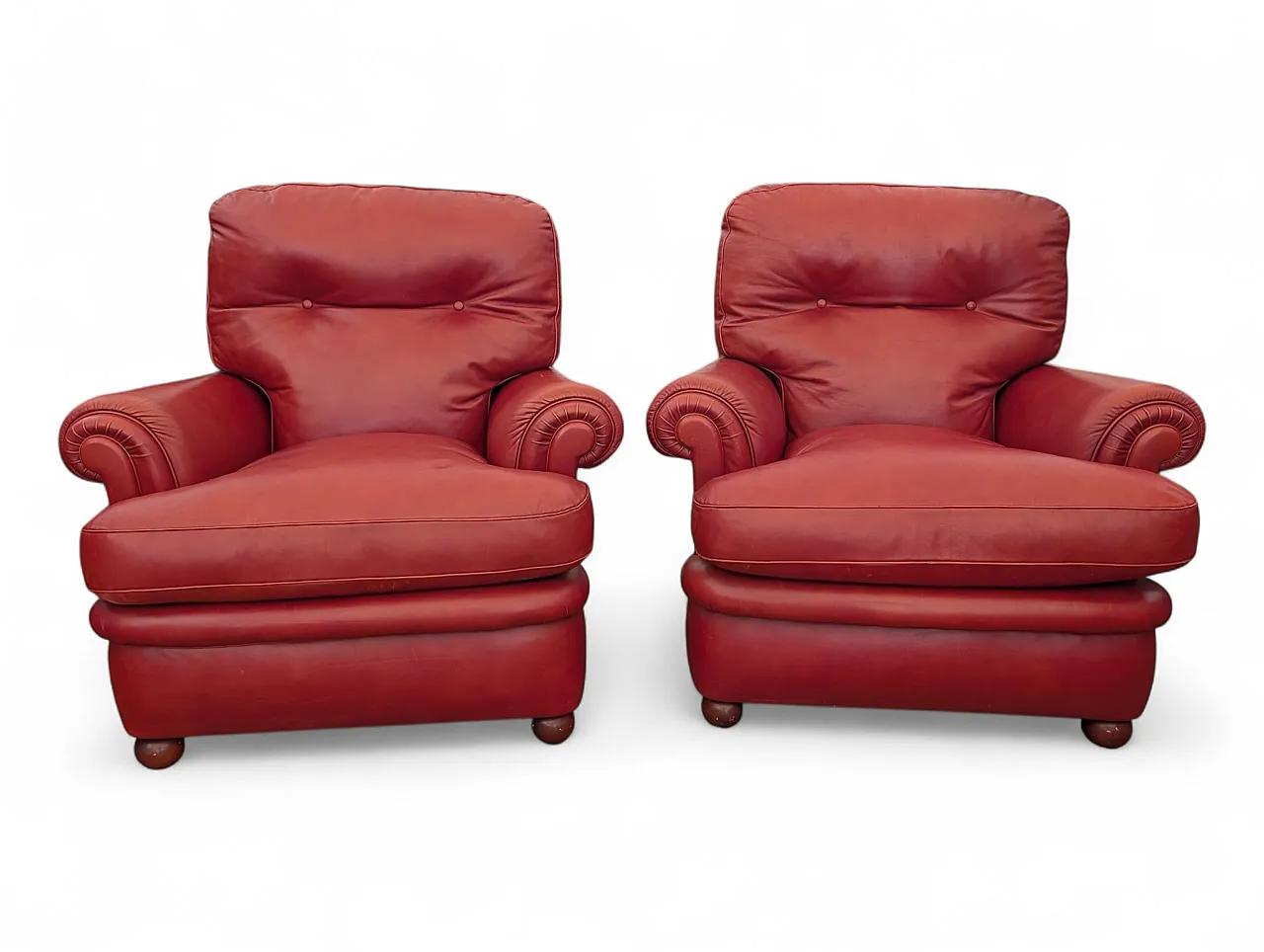 Coppia di poltrone in pelle Frau, anni '80 1