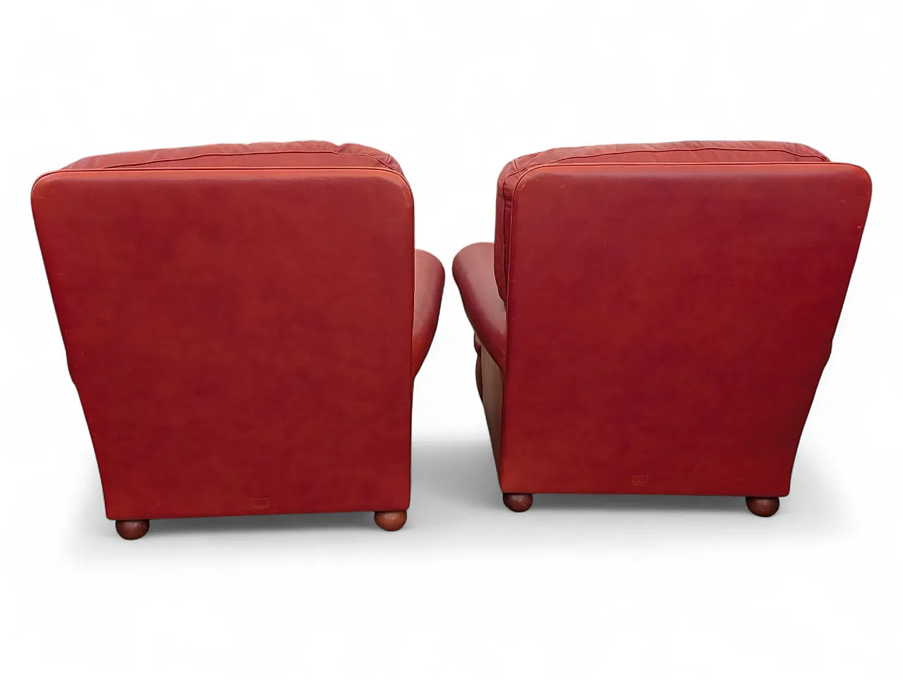 Coppia di poltrone in pelle Frau, anni '80 3