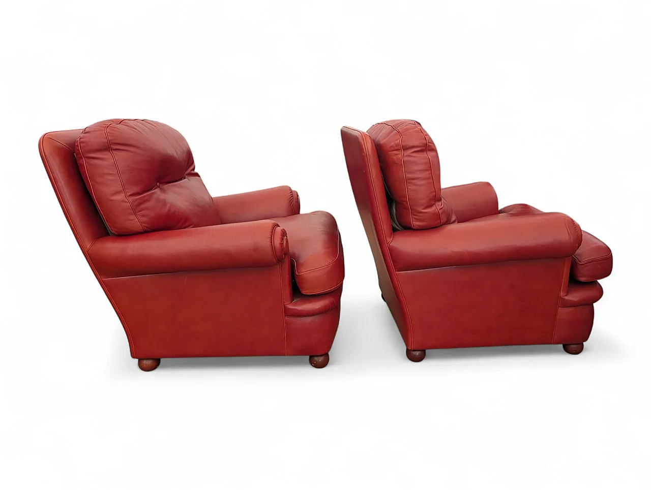 Coppia di poltrone in pelle Frau, anni '80 4