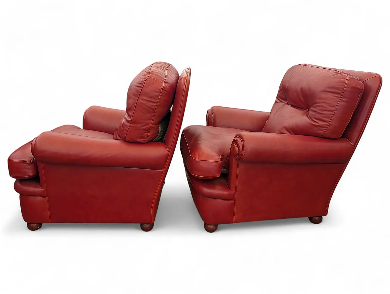 Coppia di poltrone in pelle Frau, anni '80 8