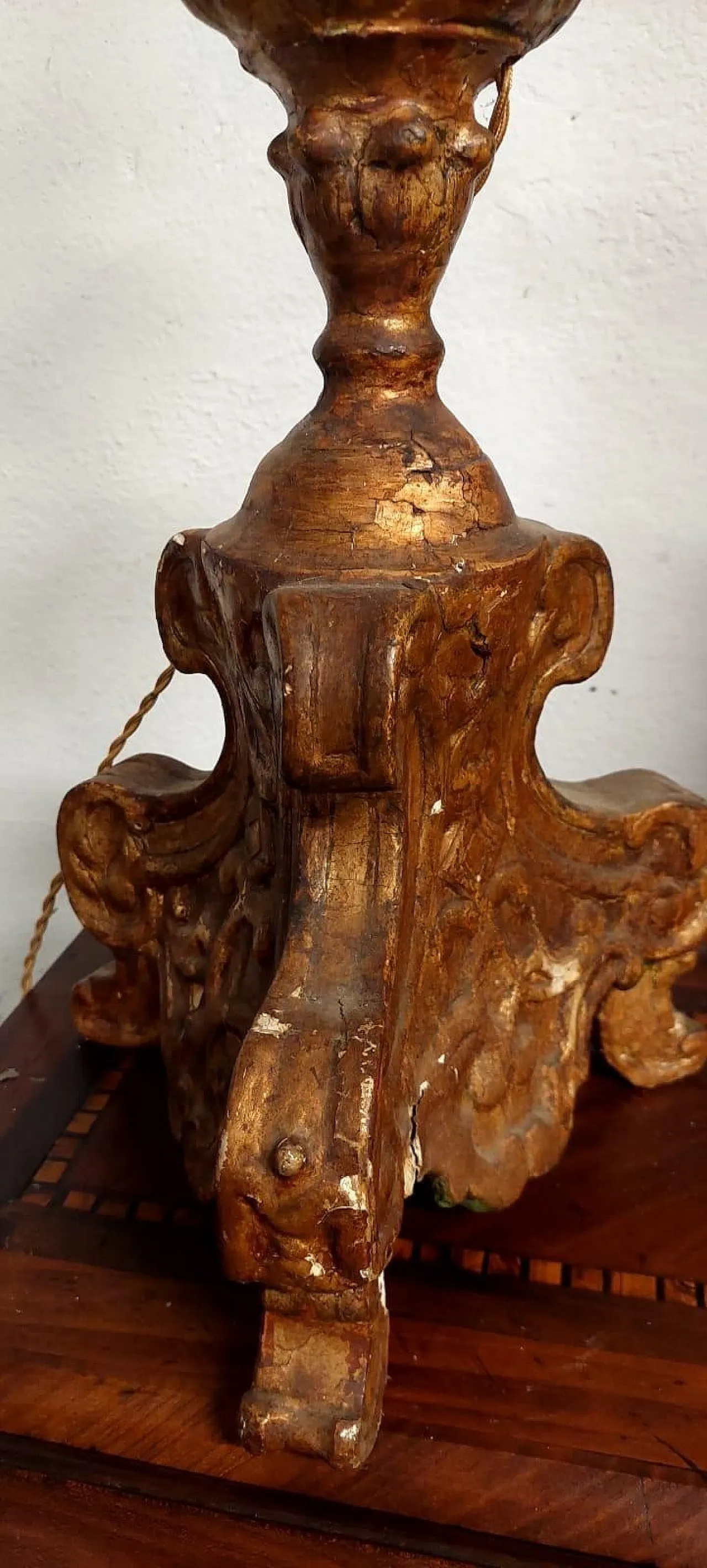 Candlestick lamp in electrified gilded wood, 18th century 7