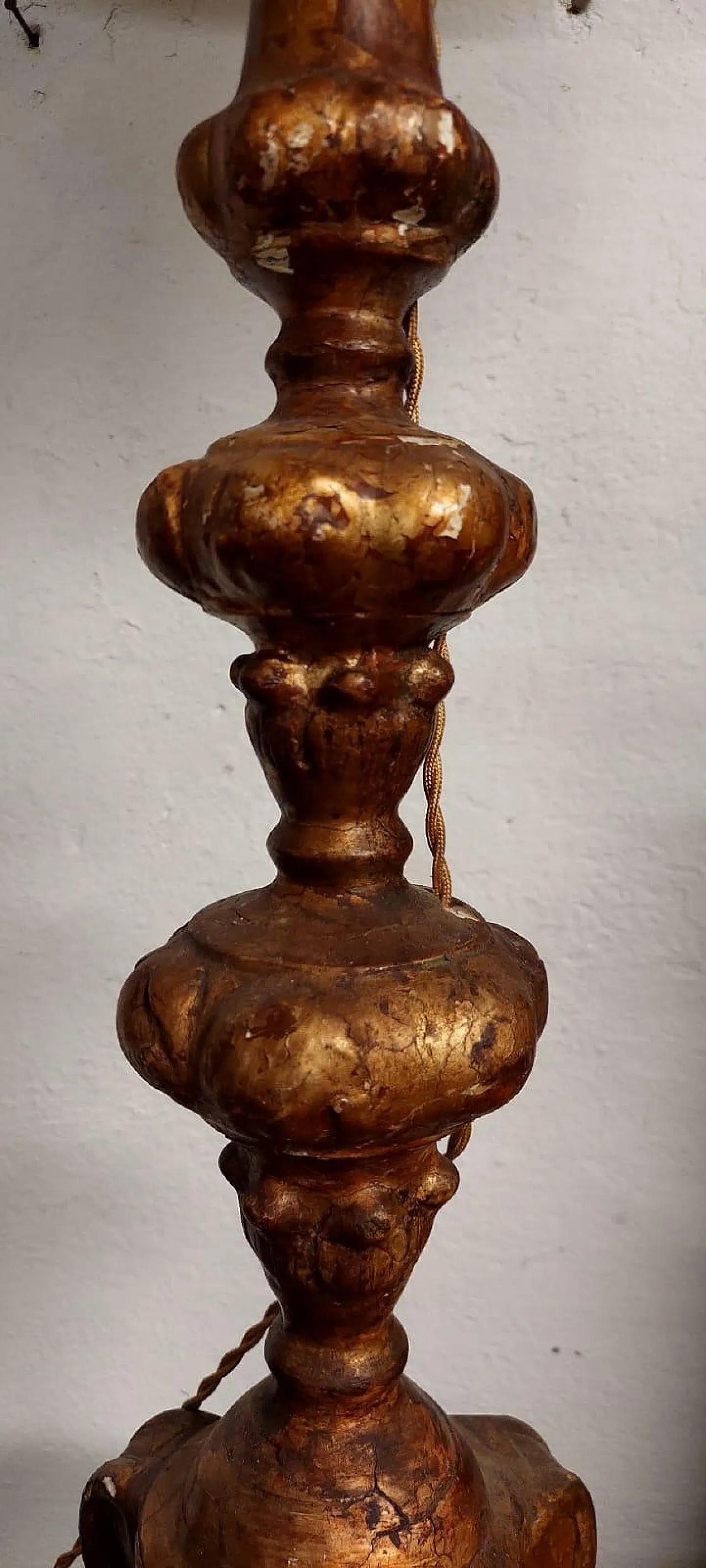 Candlestick lamp in electrified gilded wood, 18th century 8