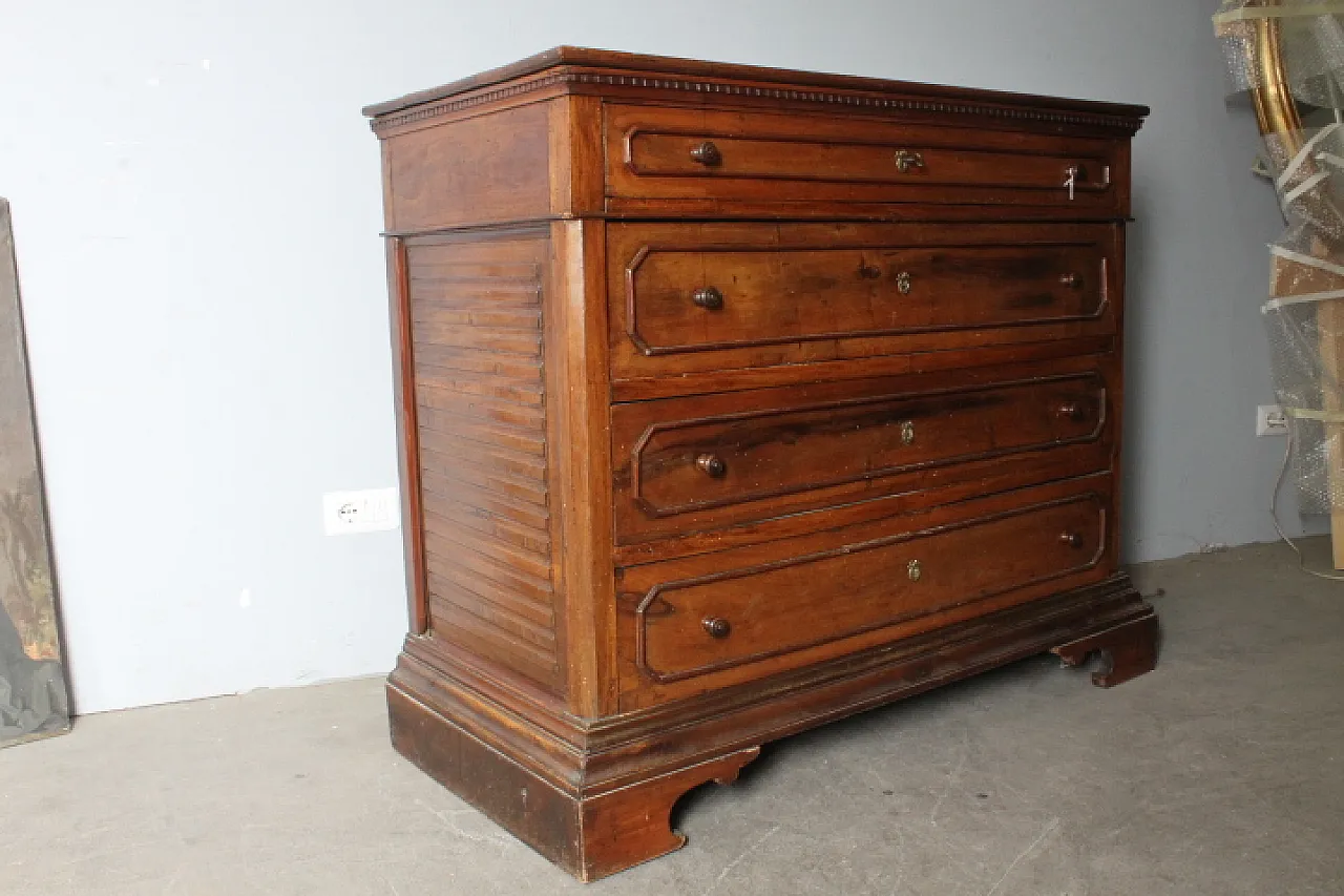 Chest of drawers Carlo X solid walnut, with inlaid star, 1830 1
