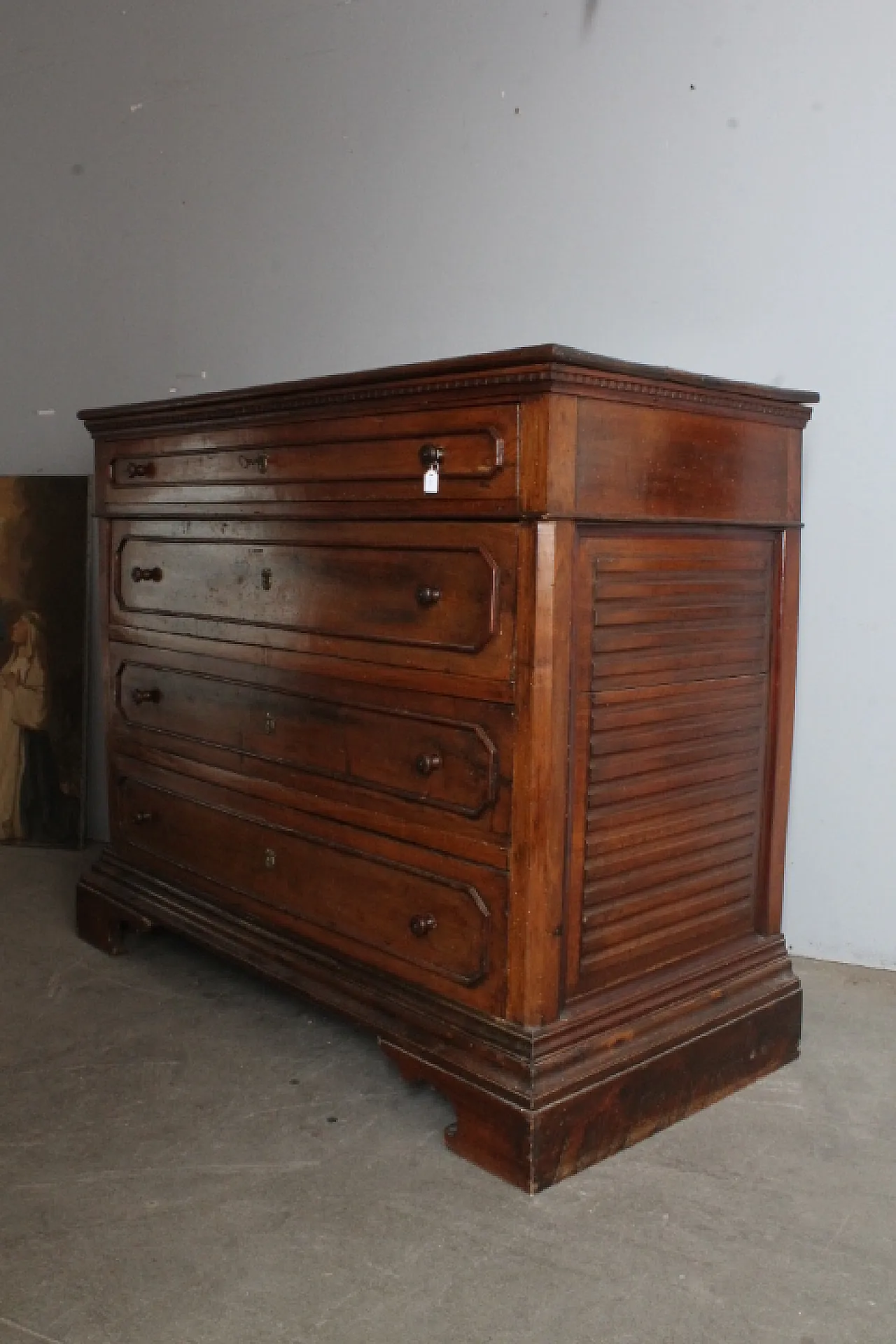 Chest of drawers Carlo X solid walnut, with inlaid star, 1830 13