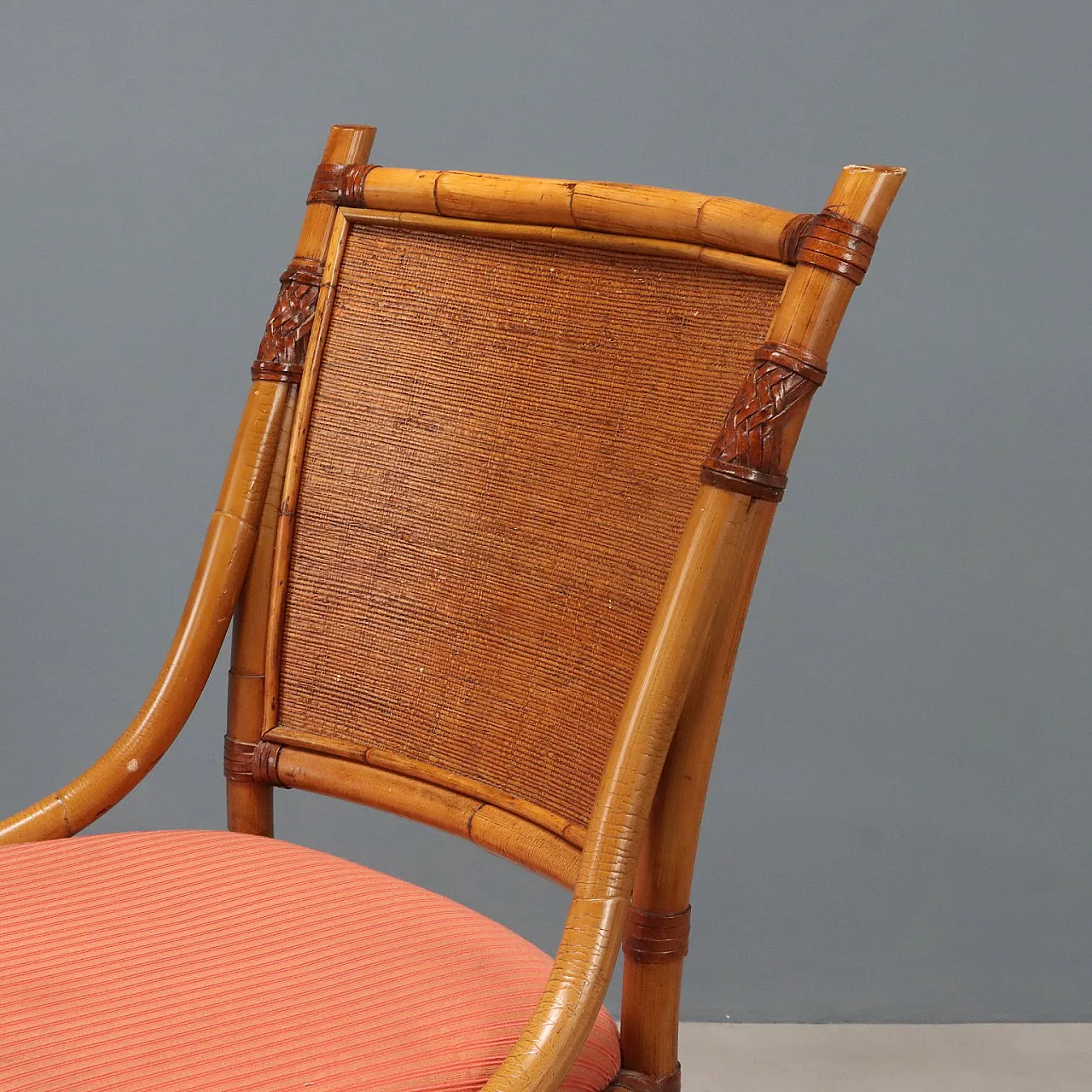 12 Chairs in bamboo, wicker and fabric, 1960s 5