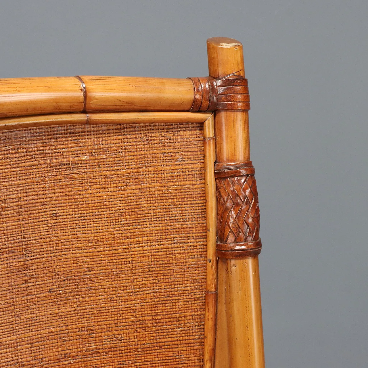 12 Chairs in bamboo, wicker and fabric, 1960s 7