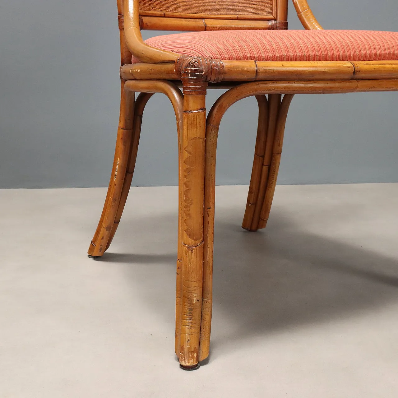 12 Chairs in bamboo, wicker and fabric, 1960s 8