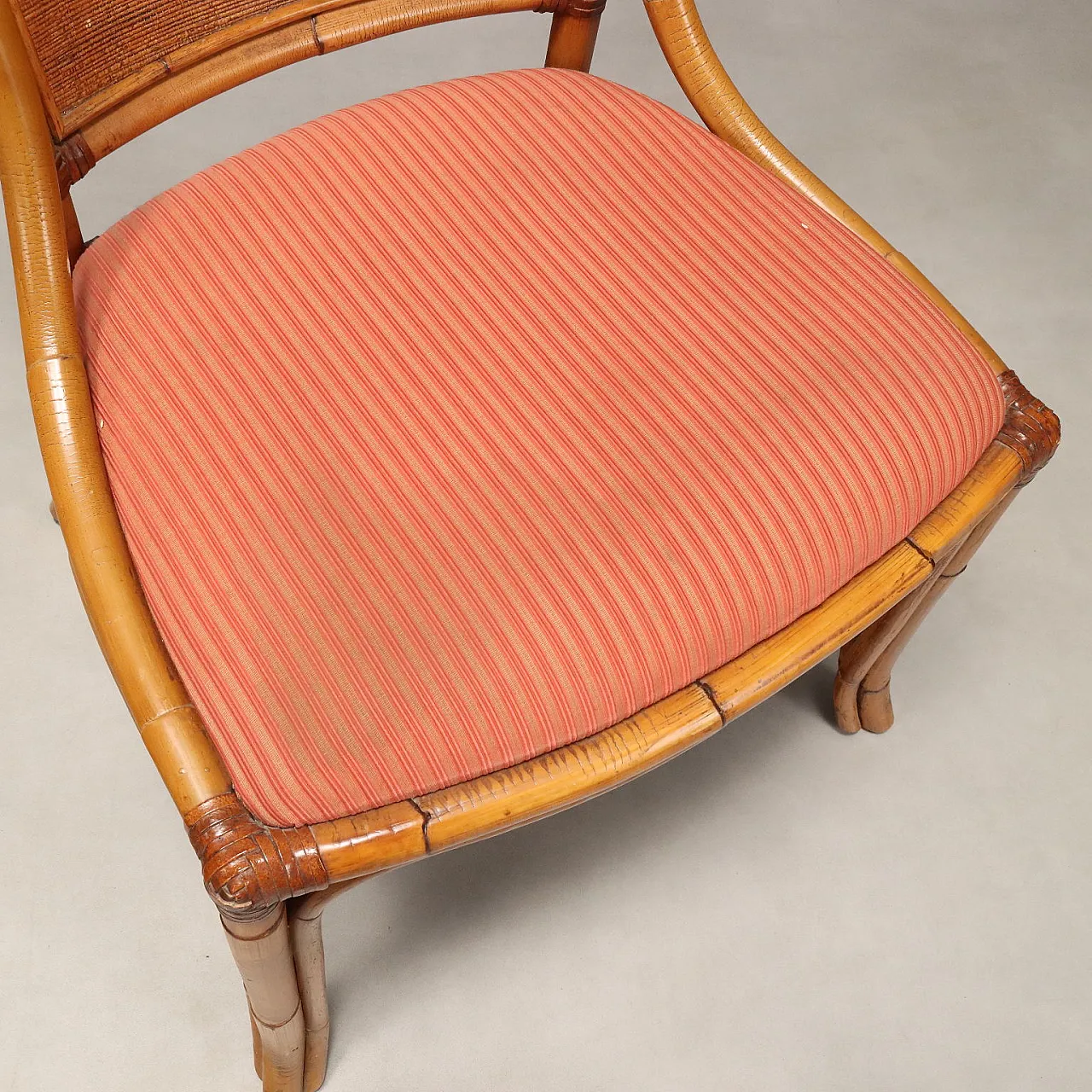 12 Chairs in bamboo, wicker and fabric, 1960s 9