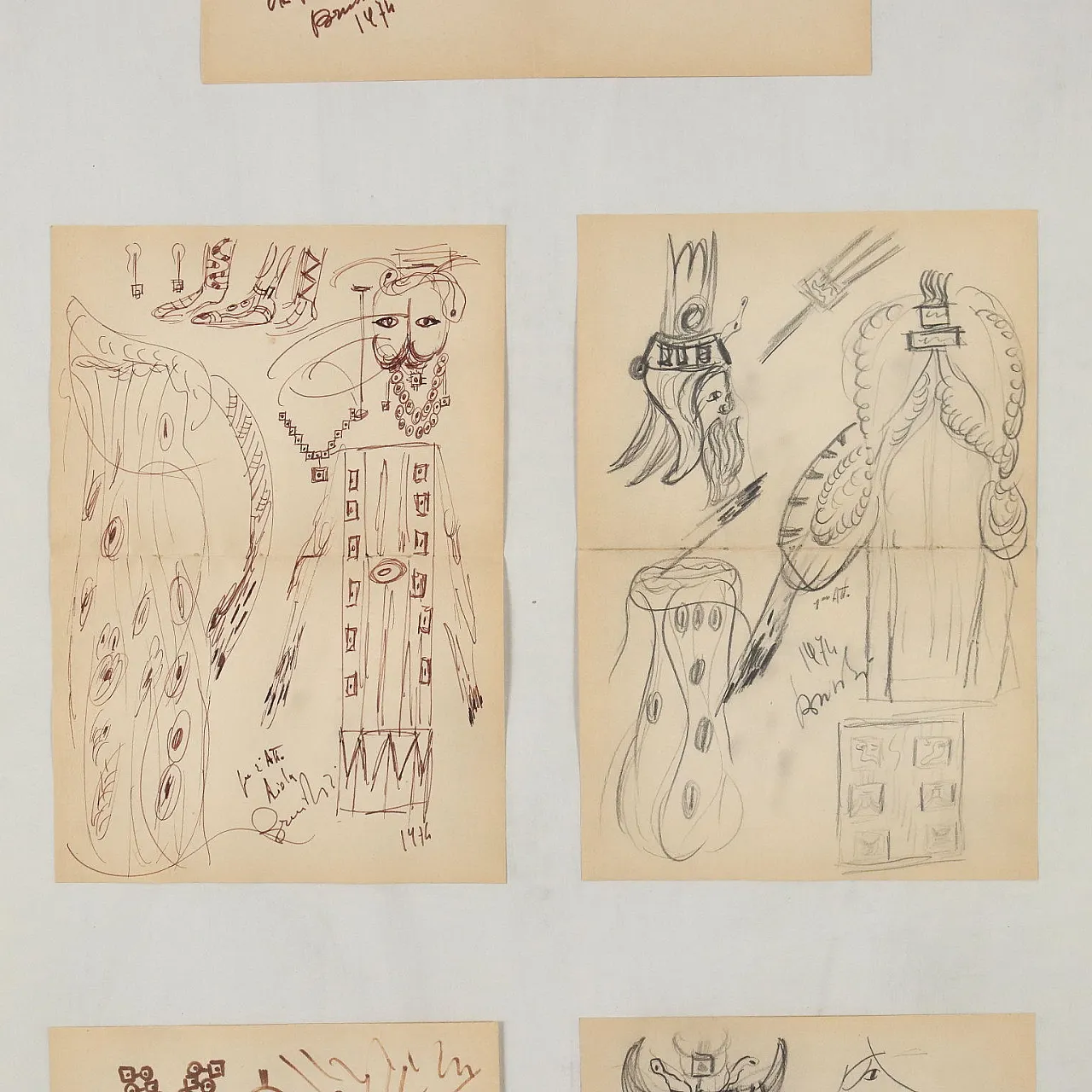 Disegni contemporanei di Remo Brindisi, schizzi, anni '70 4