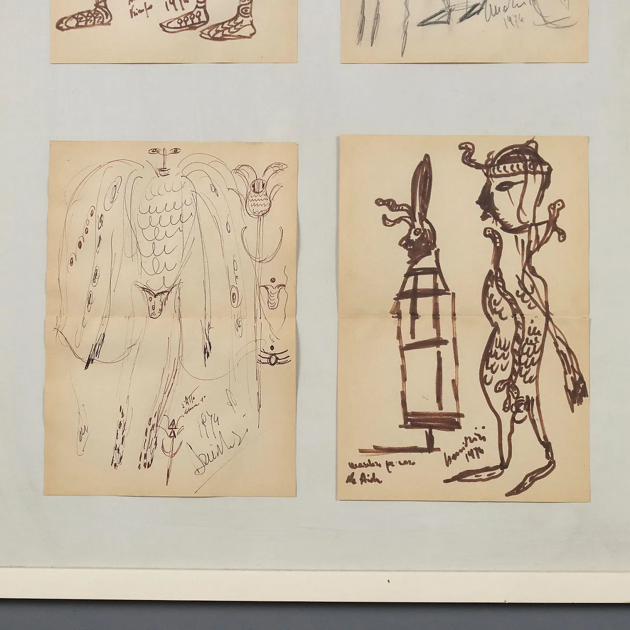 Disegni contemporanei di Remo Brindisi, schizzi, anni '70 6