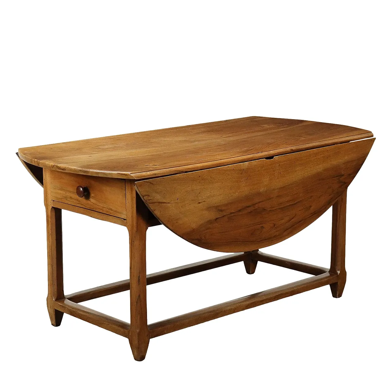 Walnut and pine banded table with pair of drawers, 19th century 1