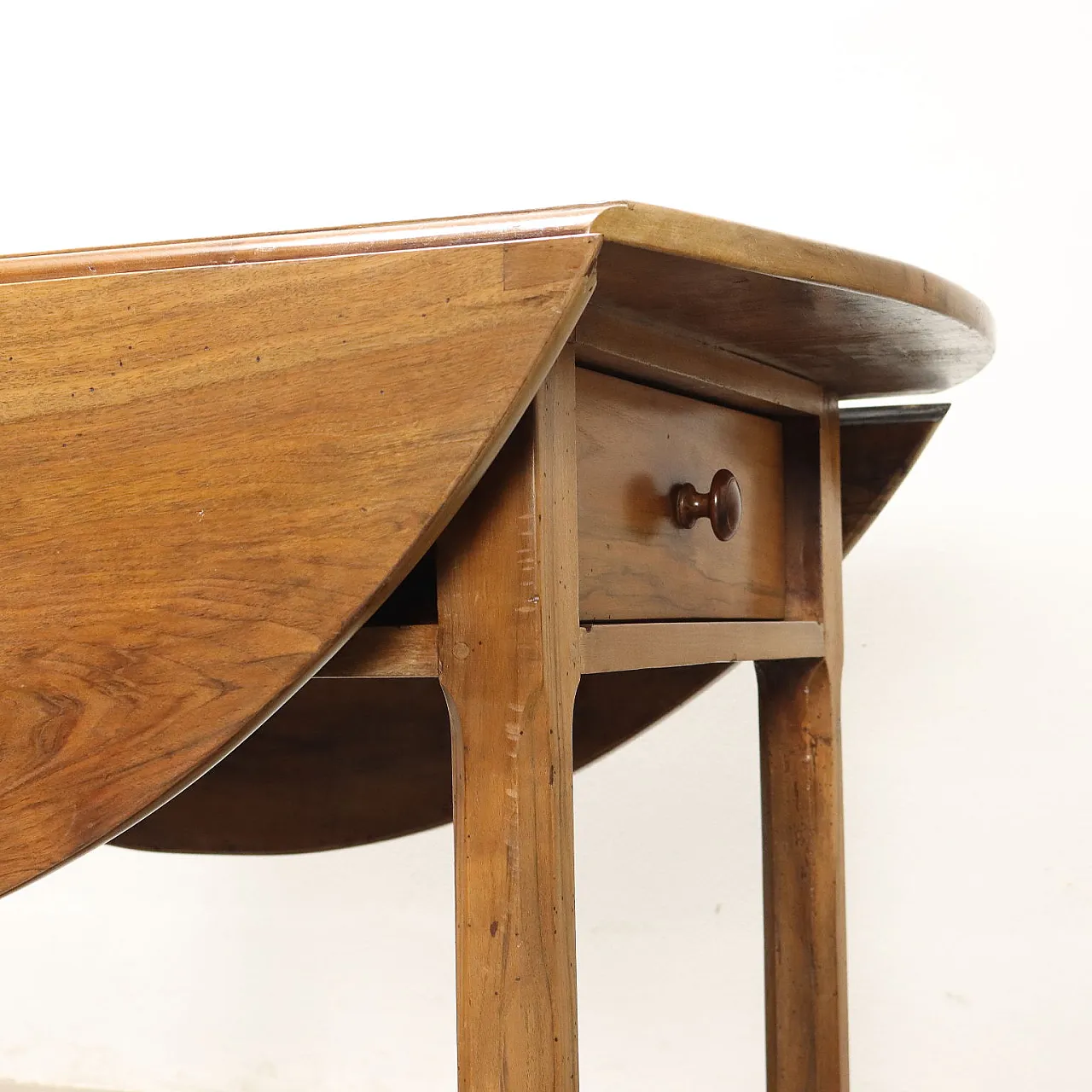 Walnut and pine banded table with pair of drawers, 19th century 8