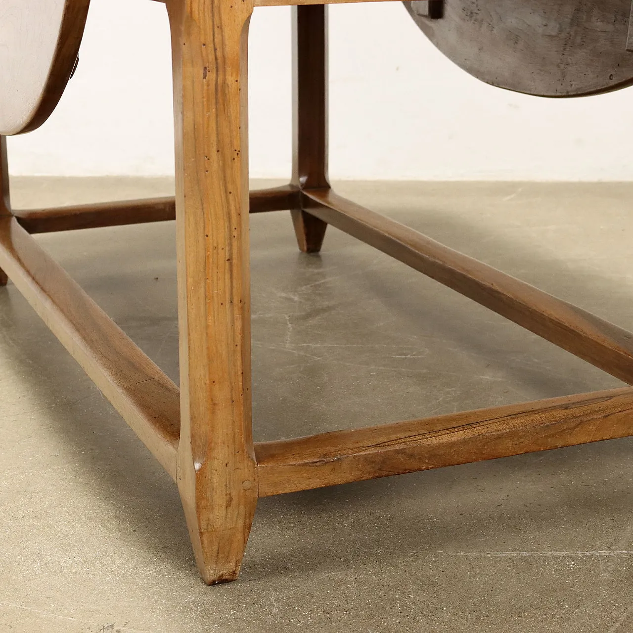 Walnut and pine banded table with pair of drawers, 19th century 9